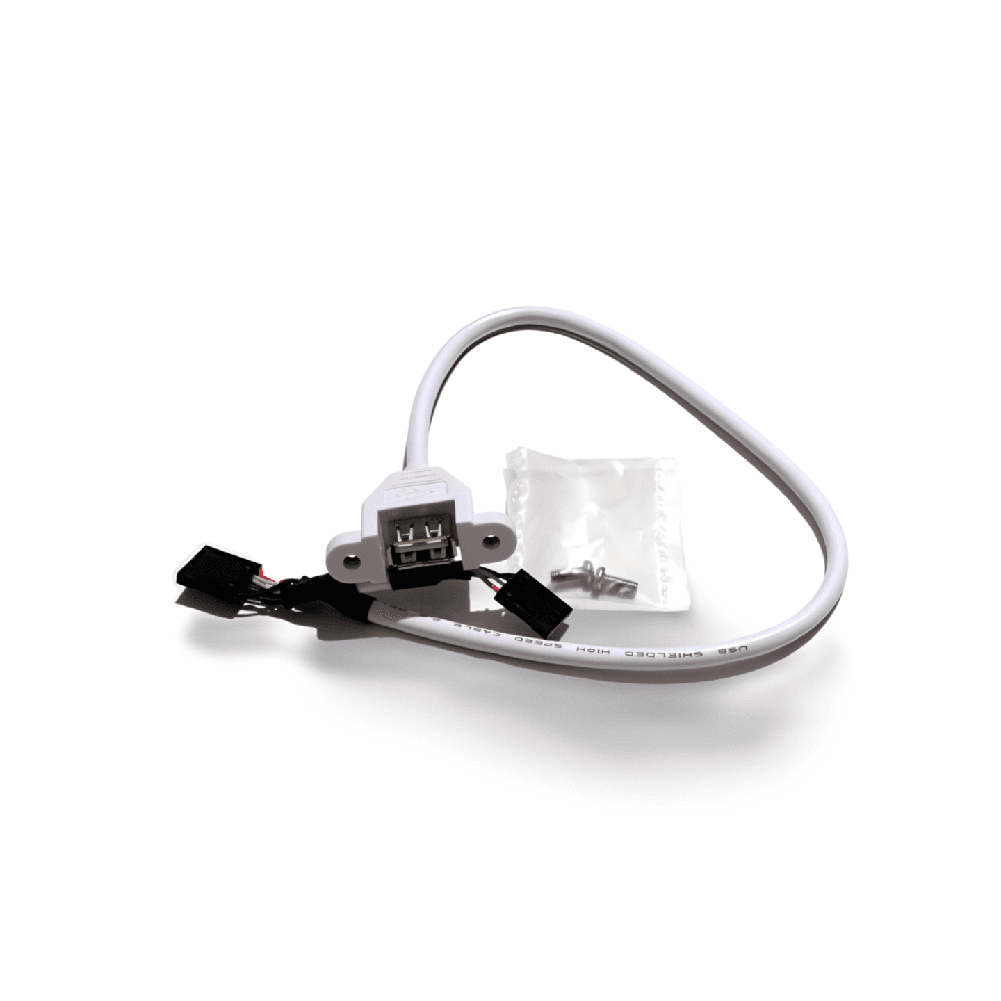 1 2ft USB Port Single to Mainboard Port Universal Header Cable white