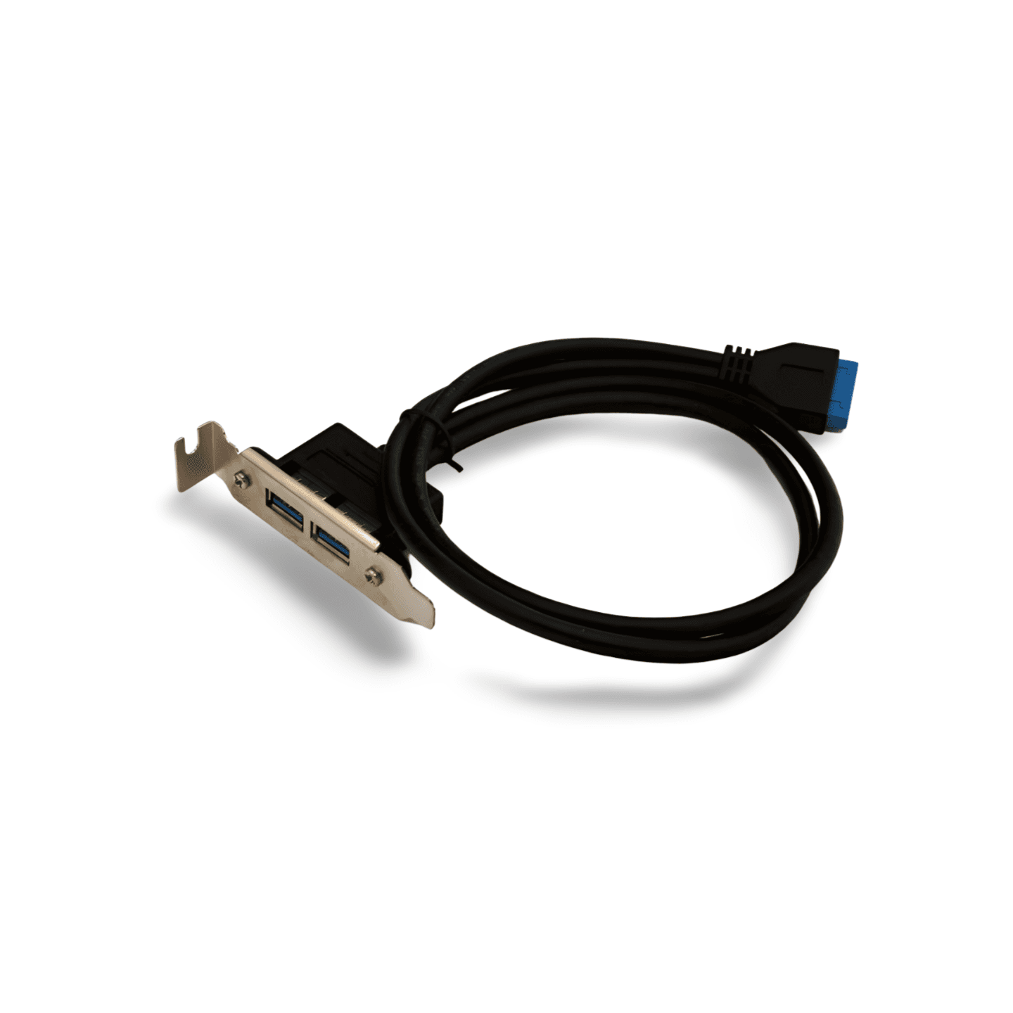 1 8ft Low Profile USB 3.0 Panel Mount Dual Port 20 Pin Header Cable 1U black