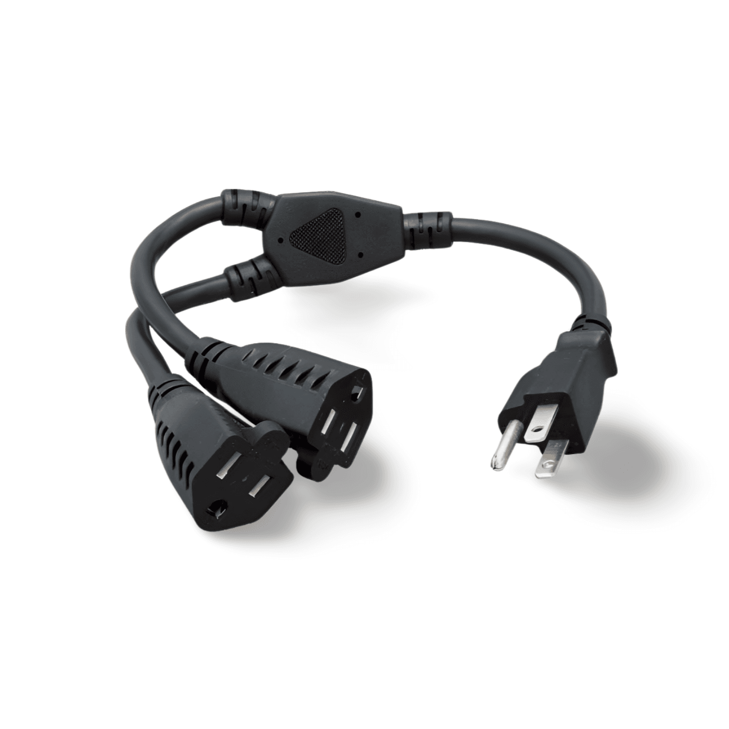 1ft 16 AWG 1 to 2 Power Cord Splitter black