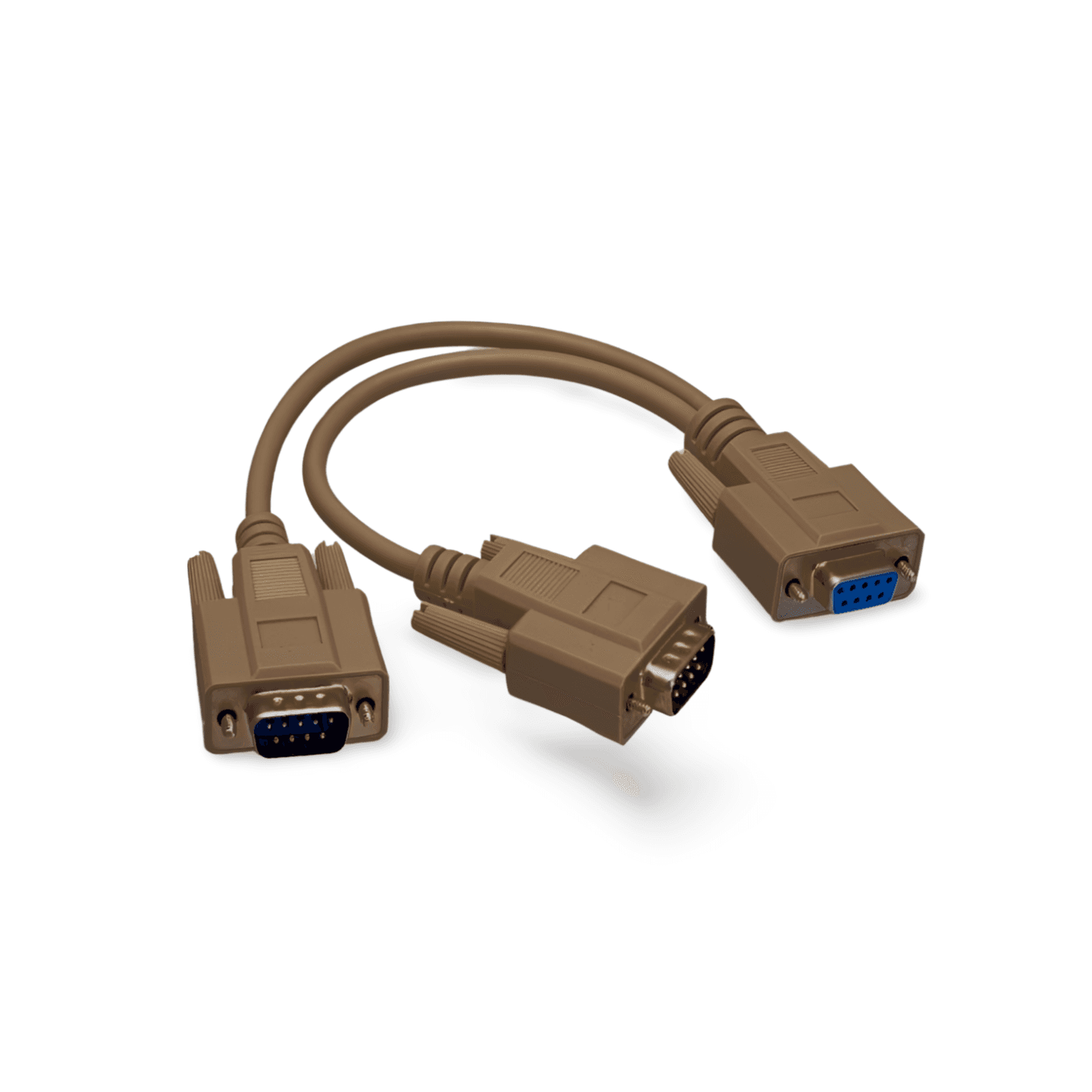 1ft DB9 Female to 2 Male Serial RS232 Splitter Cable beige