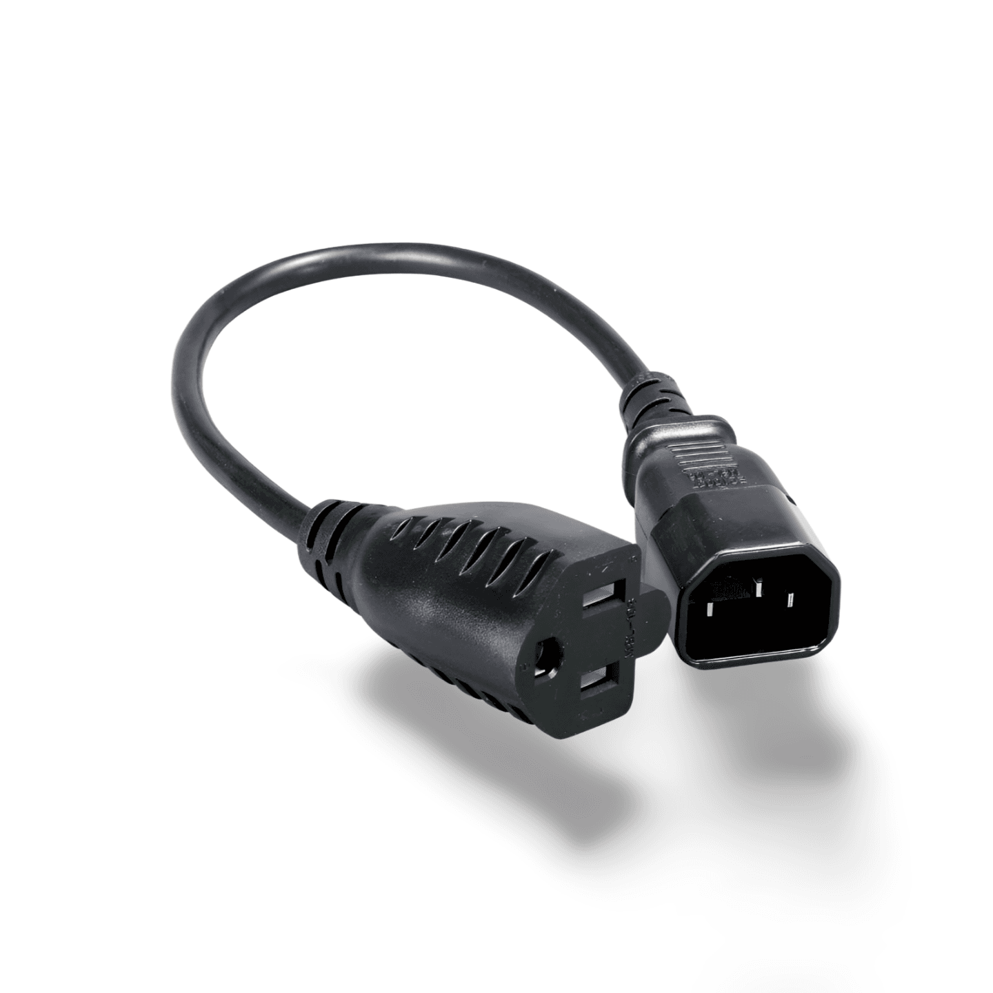 1ft IEC320 C14 Male To 3 Prong NEMA 5 15 Outlet Female Power Cord Adapter black