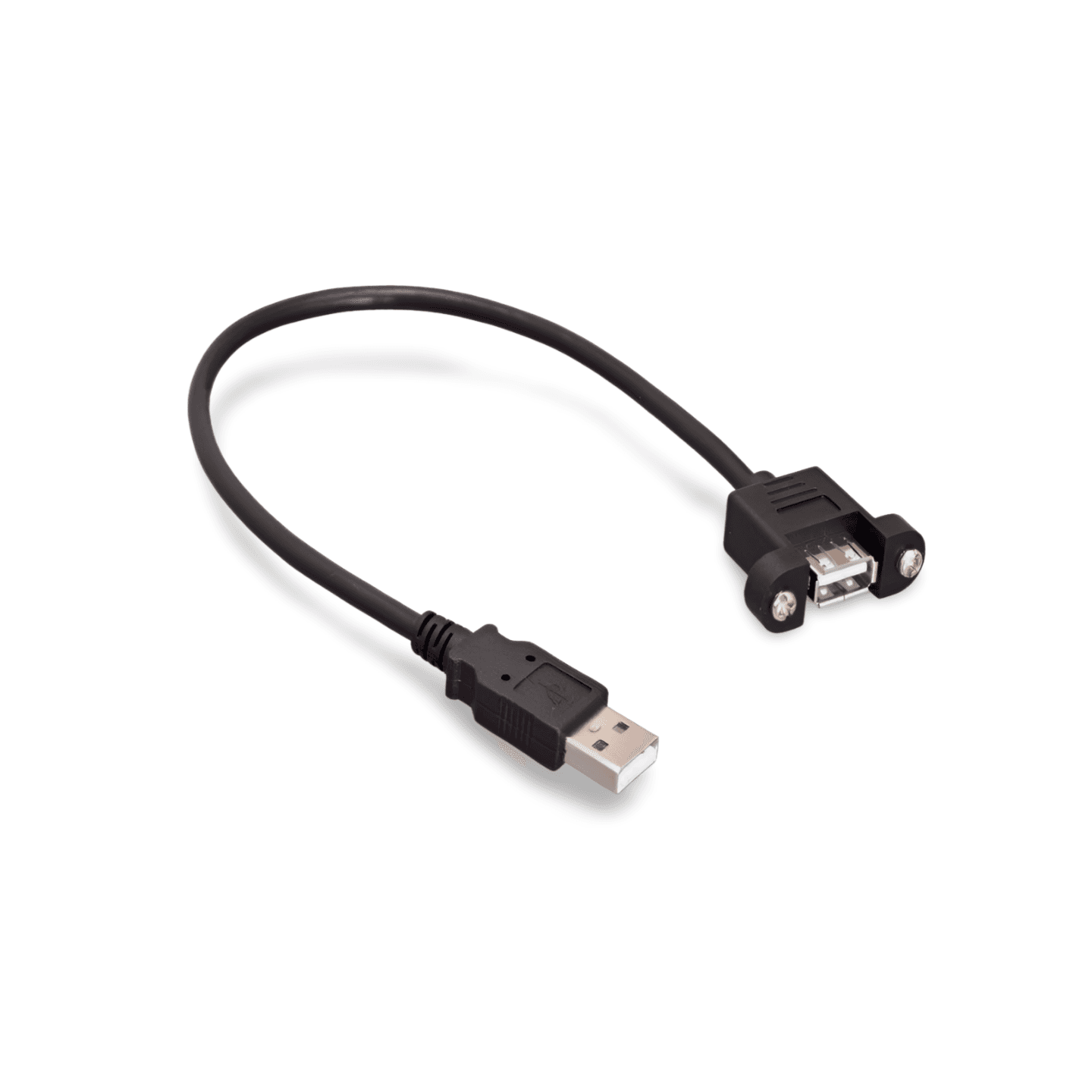 1ft USB 2.0 A Panel Mount Single Port Bulkhead Cable Male to Female black