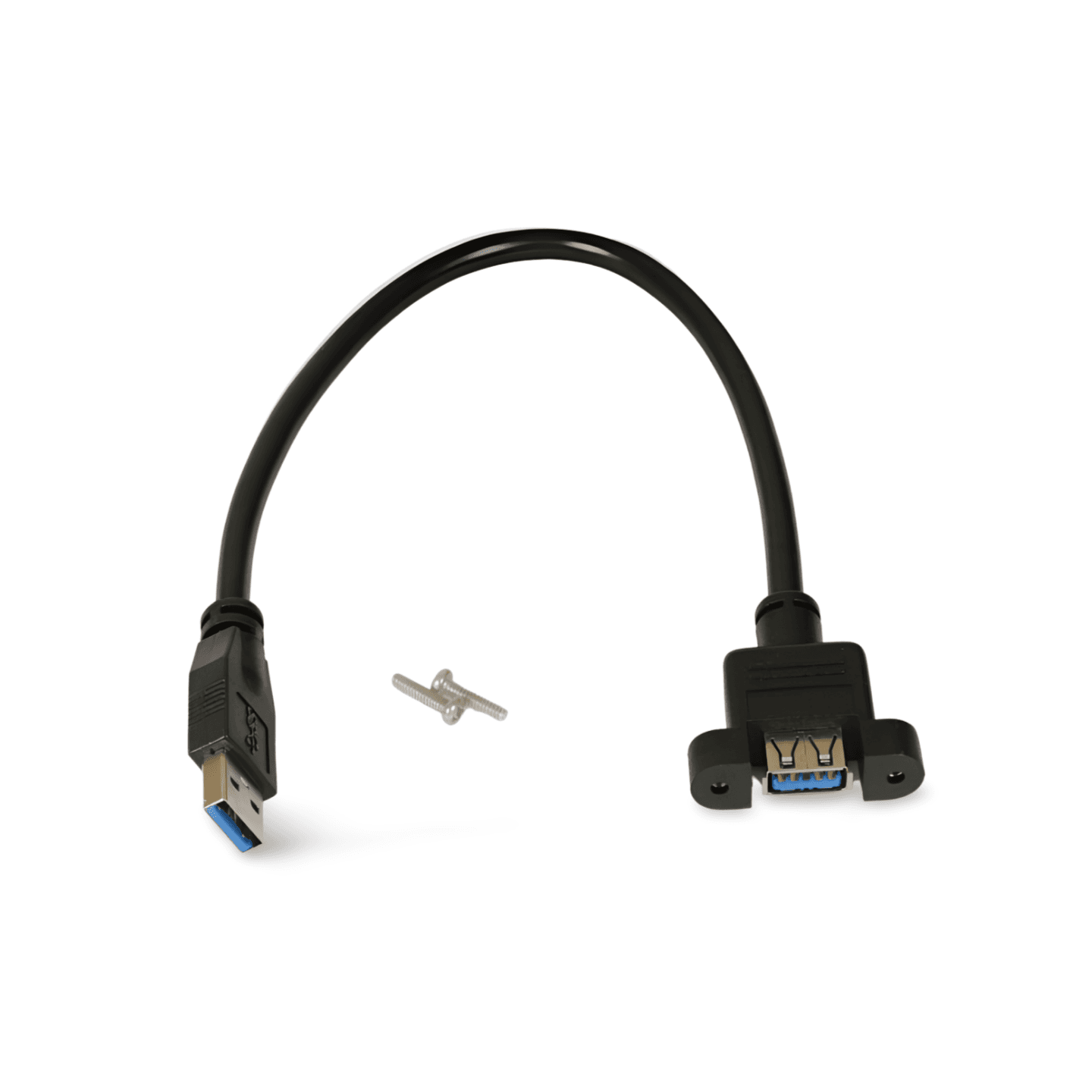 1ft USB 3.0 Panel Mount Cable Single Port Bulkhead Cable Male Female black