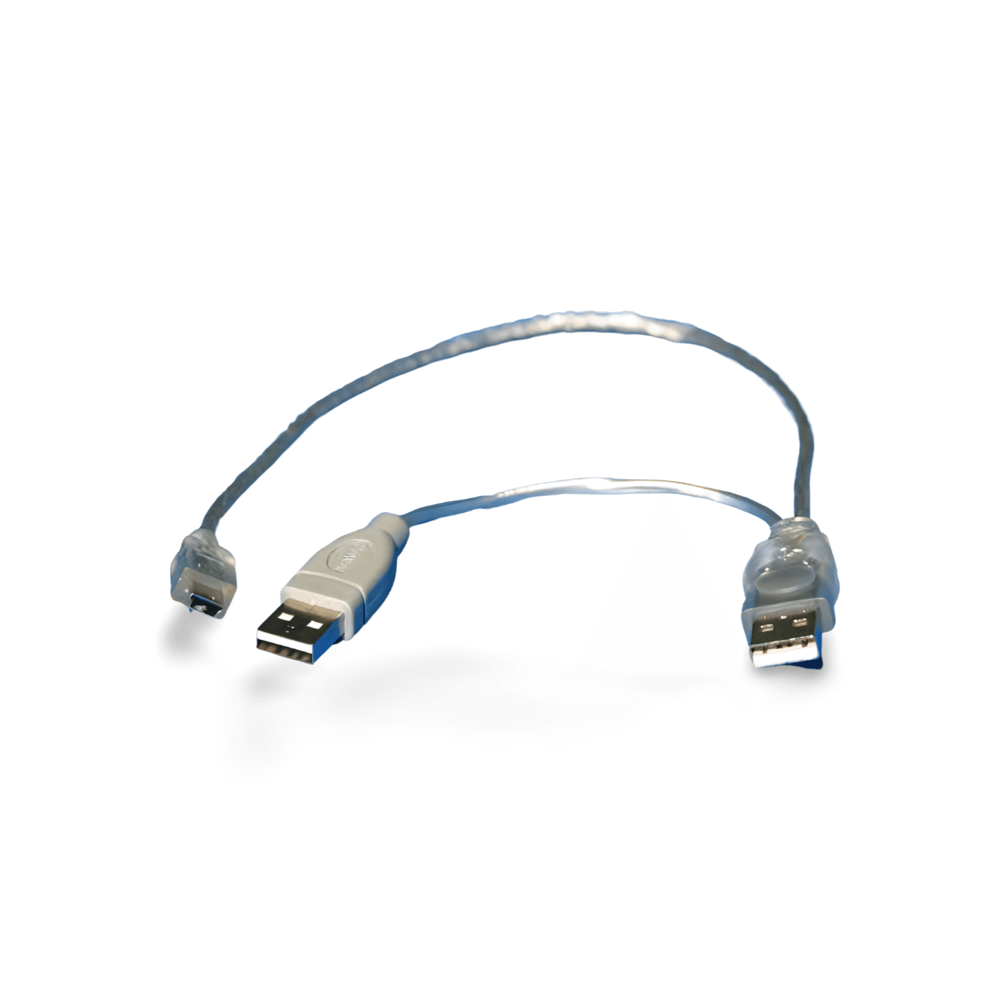 1ft USB Portable Hard Drive Encloser Cable A Male A Male to Mini B Male silver