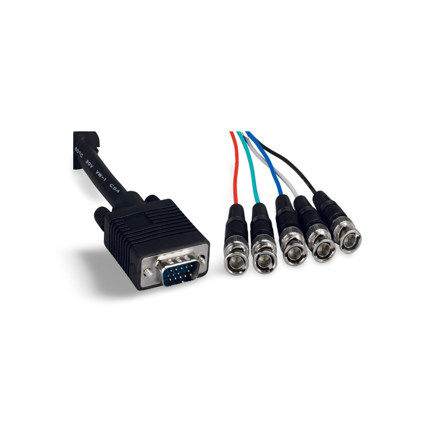 3ft 5 BNC Male to SUPER VGA HD15 Male Cable black