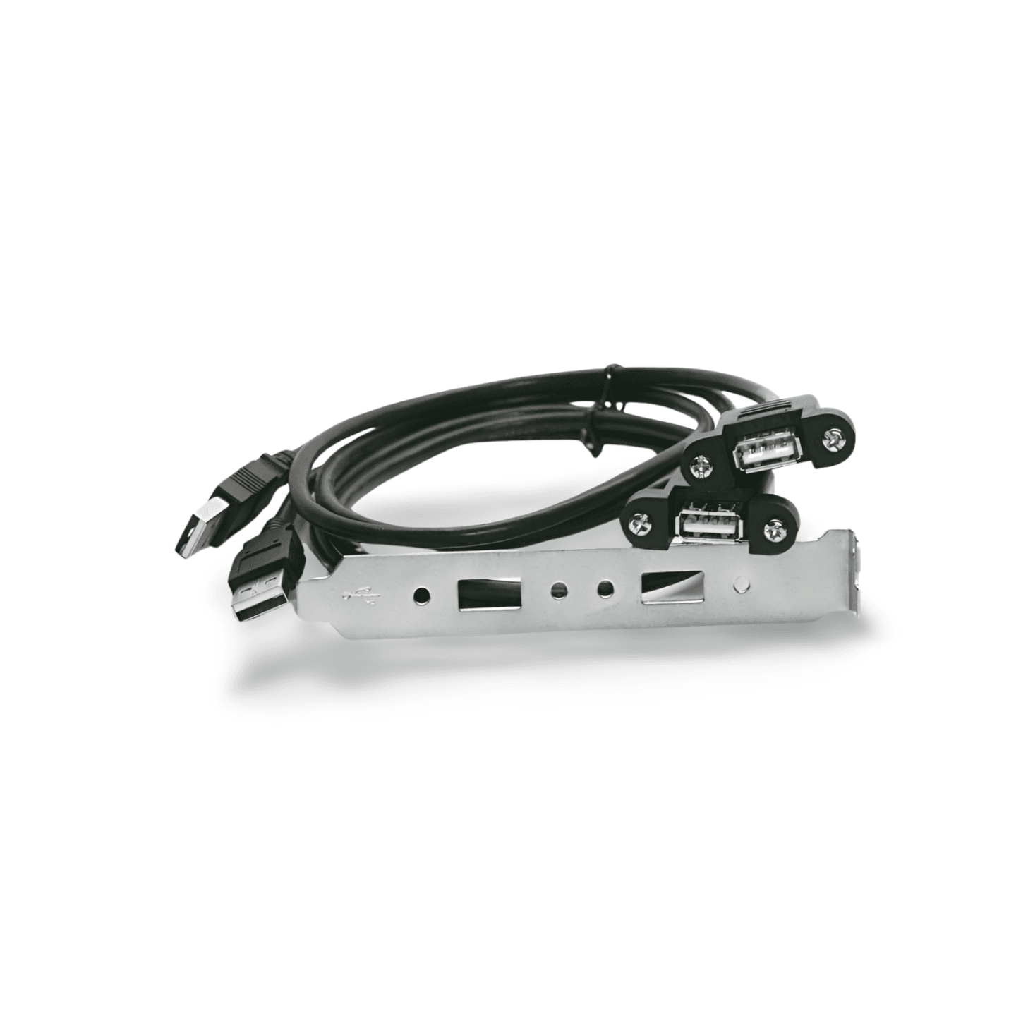 3ft USB 2.0 Panel Mount Cable Dual Port Bulkhead Cable Male Female black