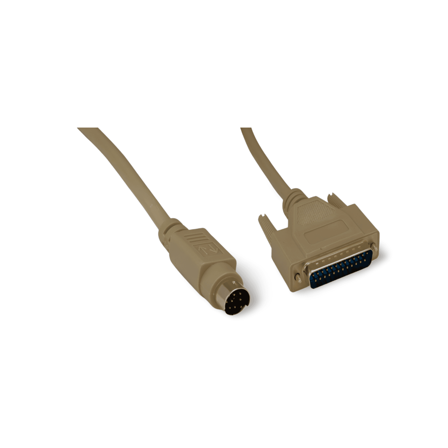 6ft Mini DIN 8 Male to DB25 Male Serial Cable beige