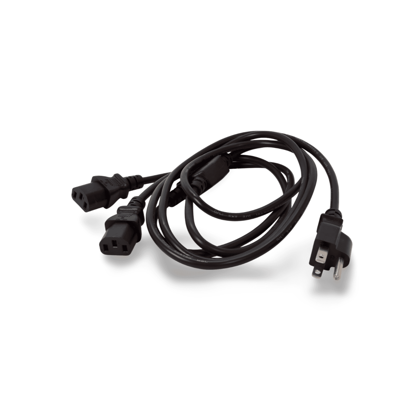 6ft Y Splitter Power Cord NEMA 5 15P to Dual C13 black