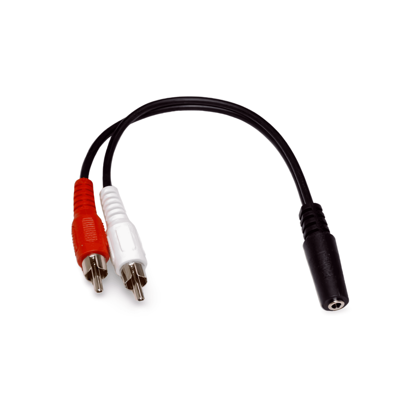 6in 3.5mm Stereo Jack Socket Female to 2 RCA Male Cable black