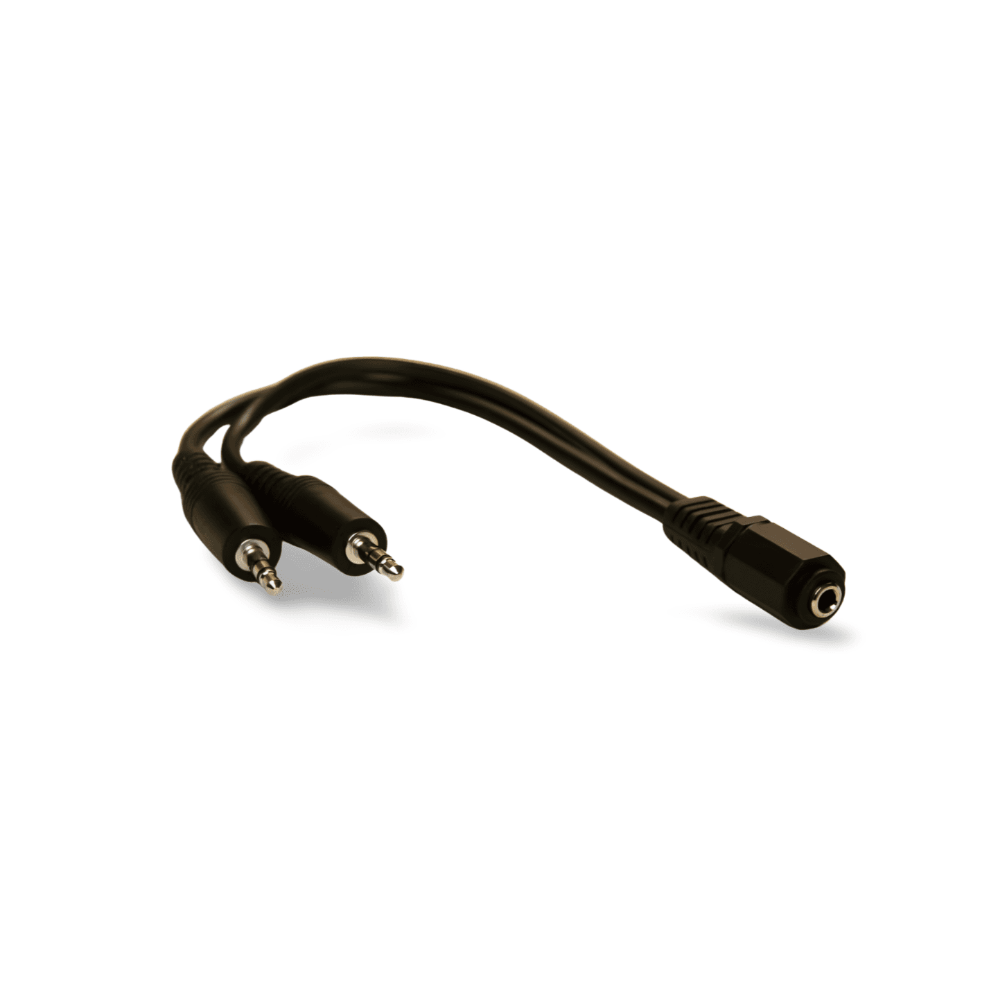6in 3.5mm Stereo Jack Y Splitter 1 Female to 2 Male Cable black