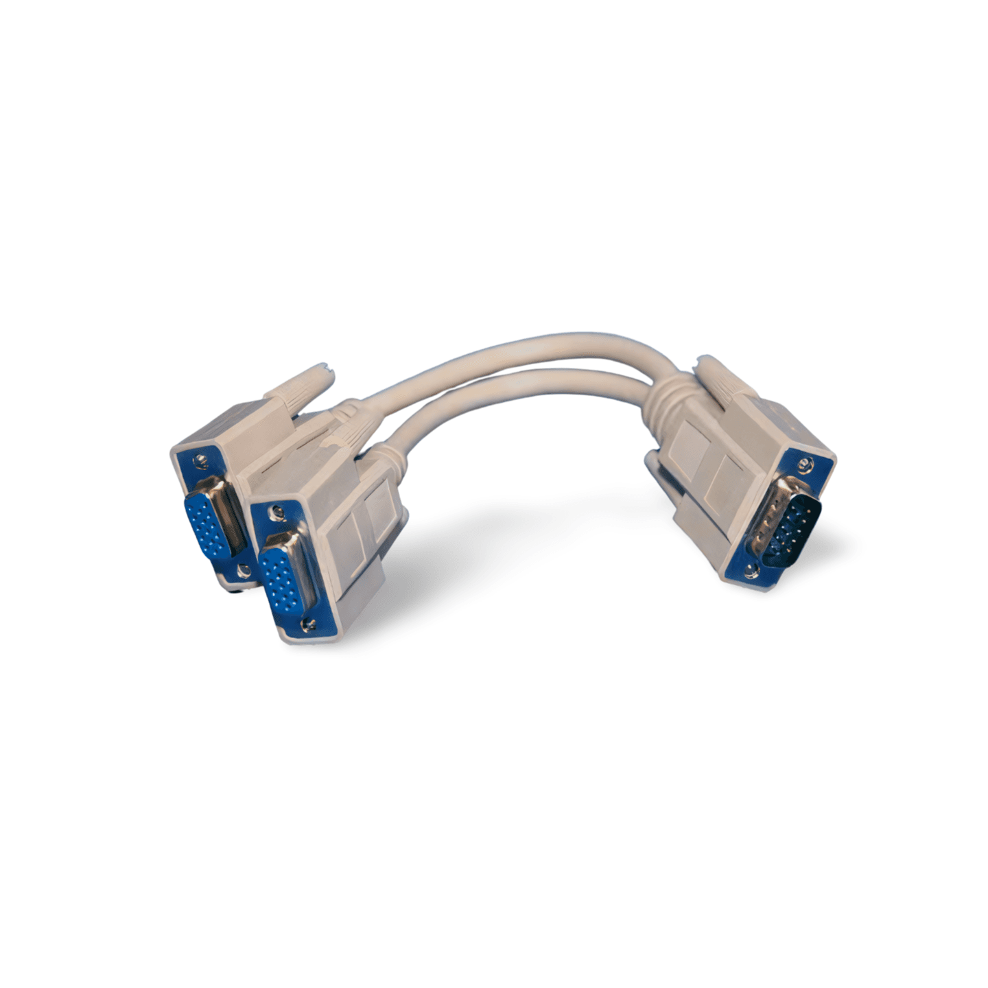 6in VGA Port to 2 Monitor VGA Splitter Cable HD15 1 Male to 2 Female beige