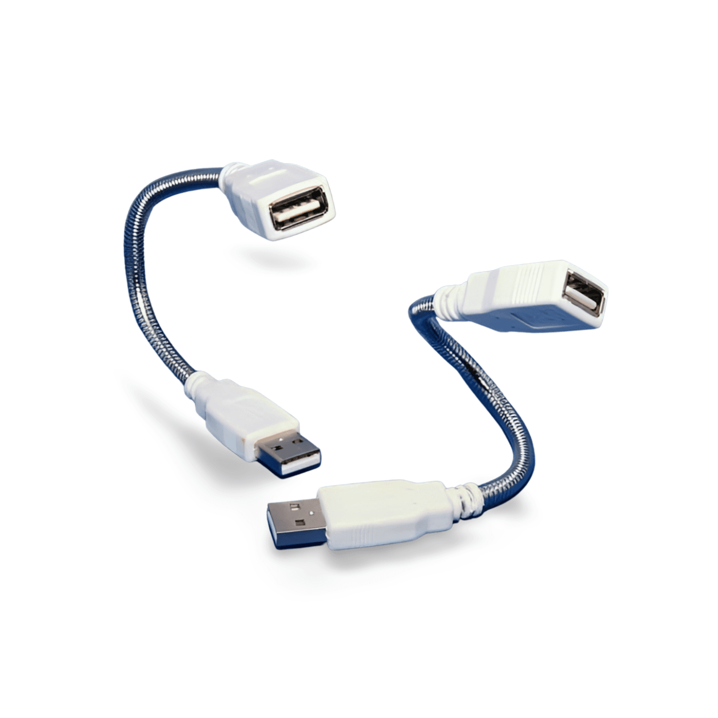 8in USB 2.0 Gooseneck Cable Chrome Flexible Male to Female white
