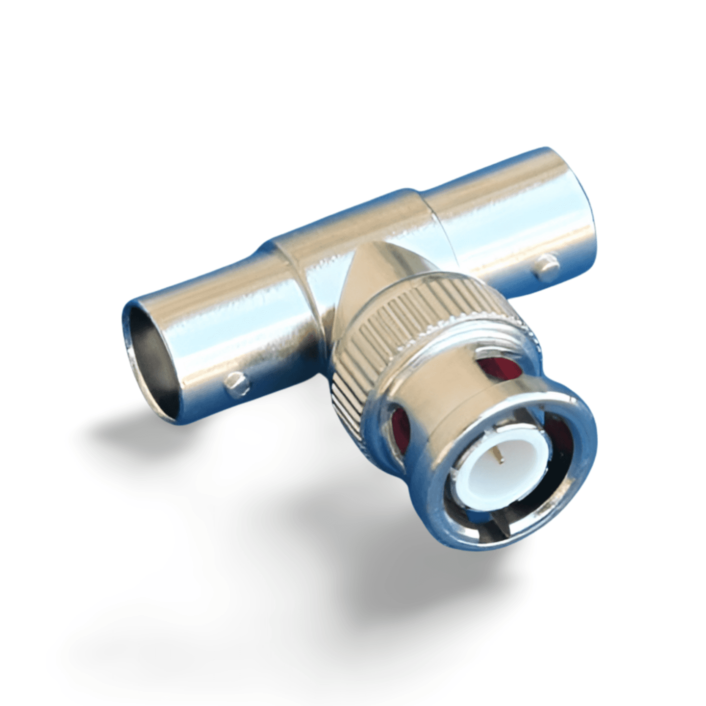 BNC T Connector 2 Female to 1 Male silver