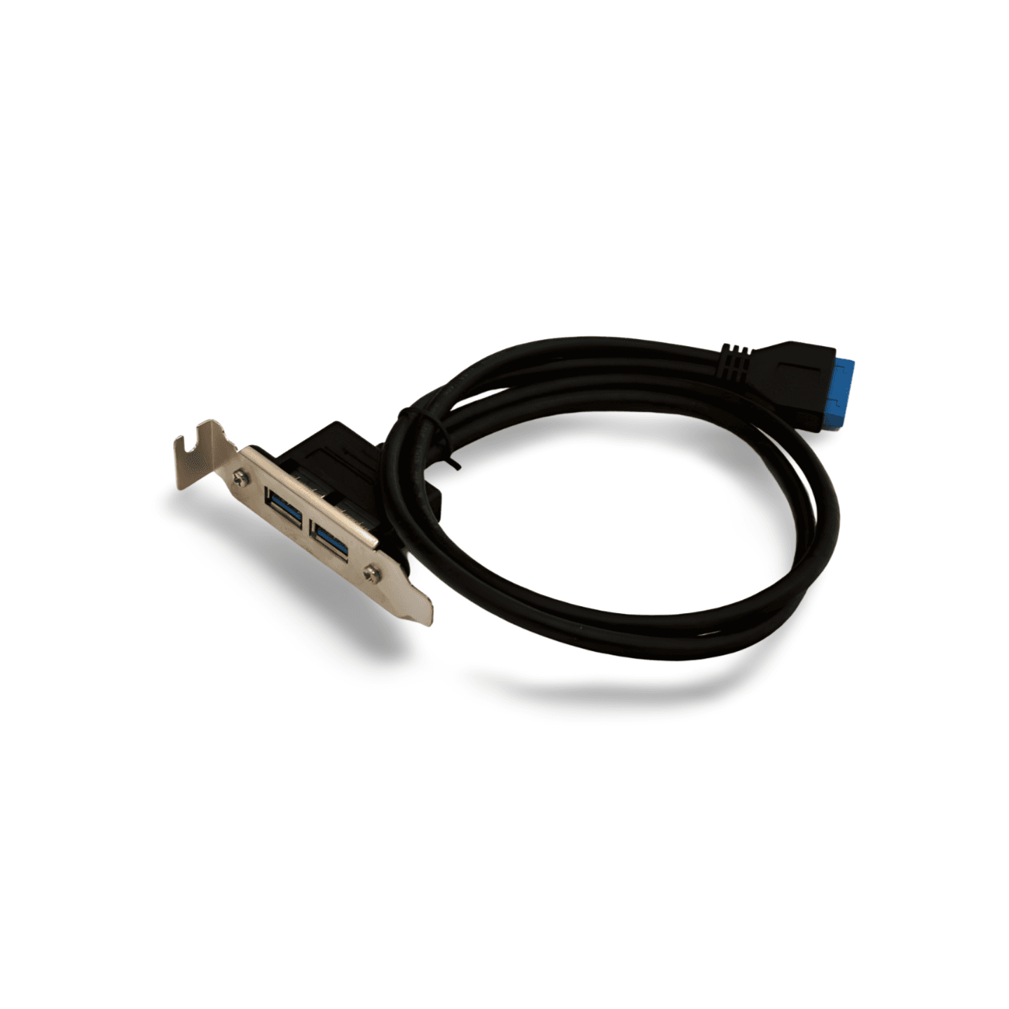 1.6ft Low Profile USB 3.0 Panel Mount Dual Port 20 Pin Header Cable 1U - Black