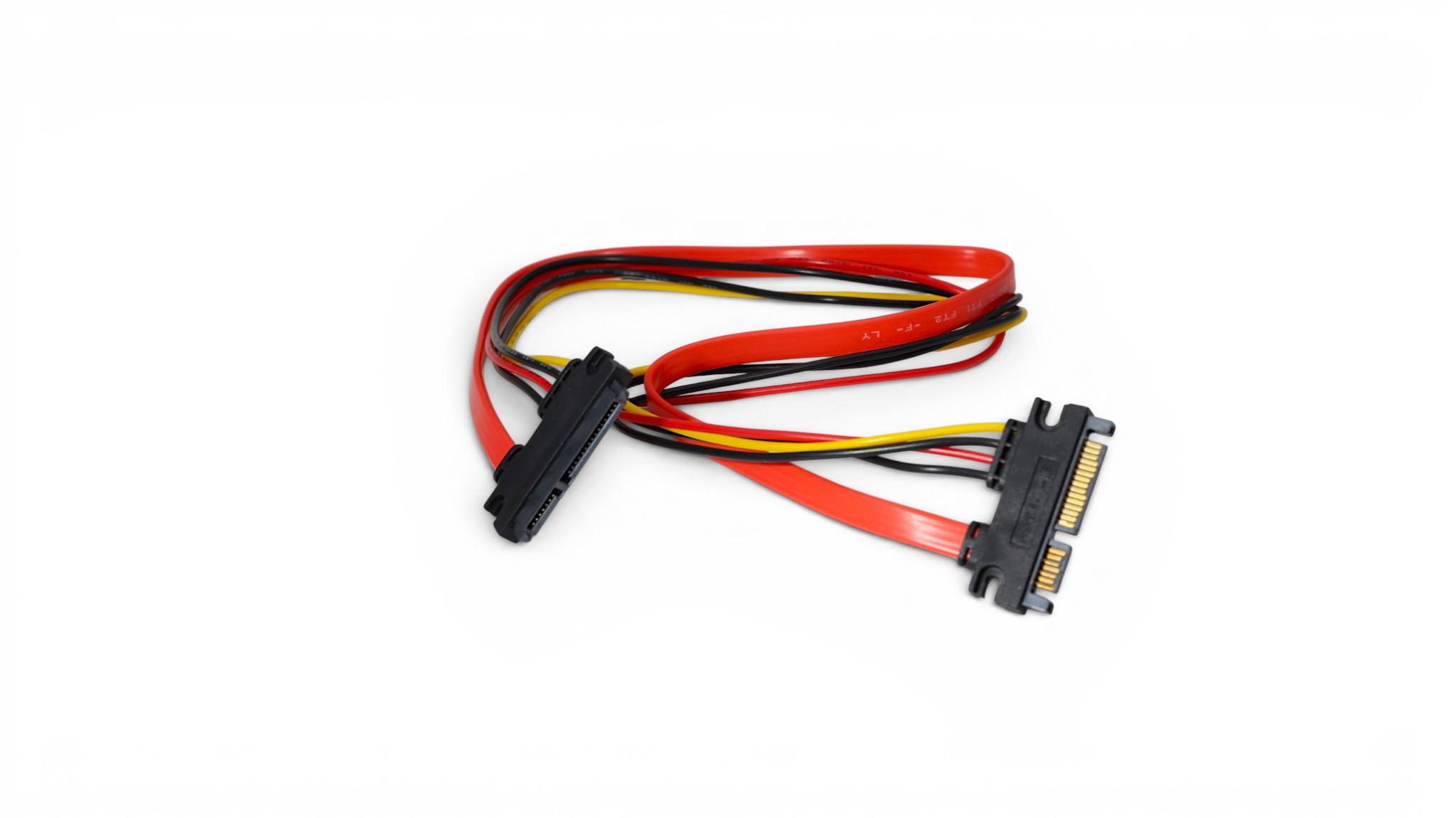 1.7ft 22-Pin SATA Male to Female Data and Power Extension Cable - Red