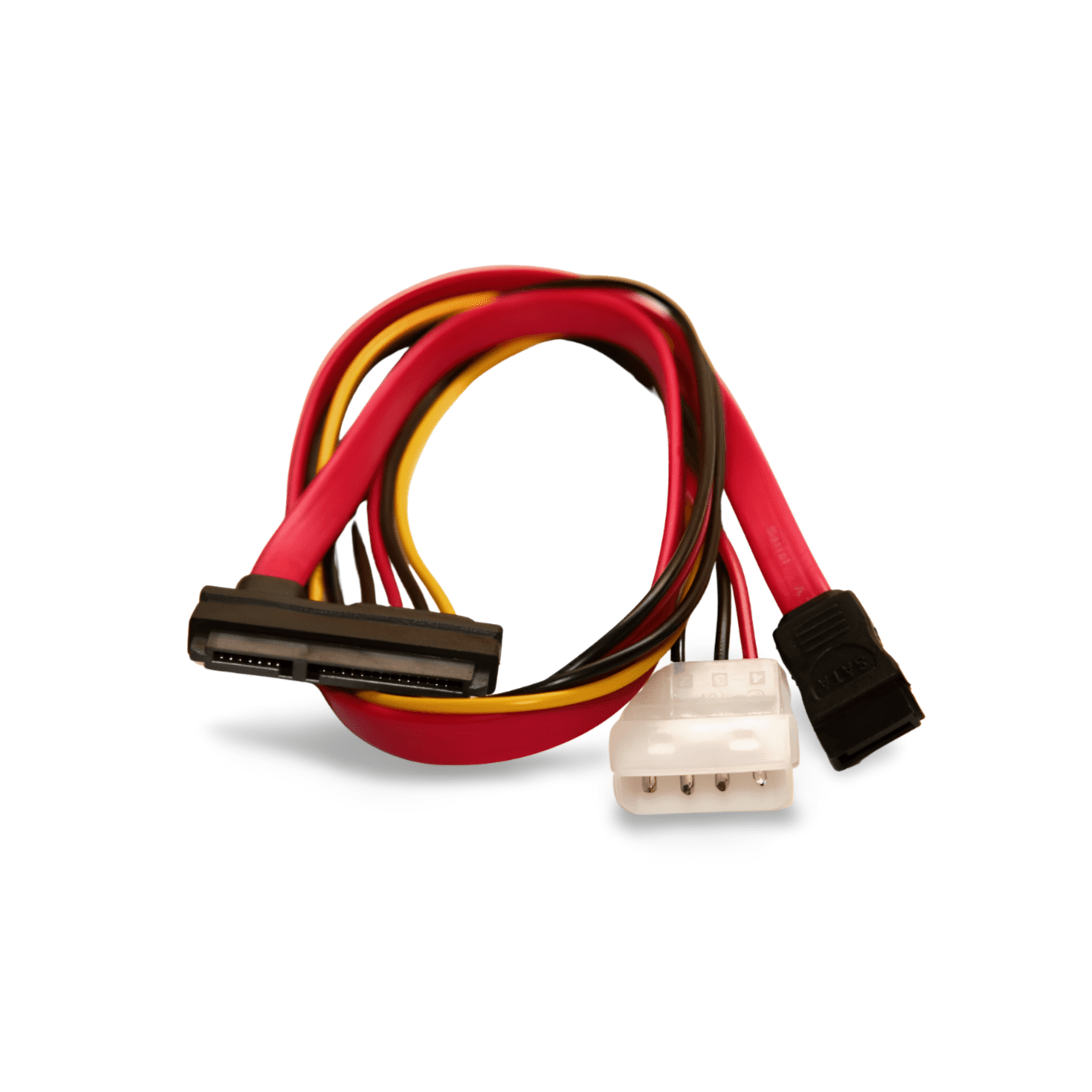 1.7ft SATA 7 Pin and SAS 15 Pin to SATA 4 Pin Power Cable - Red