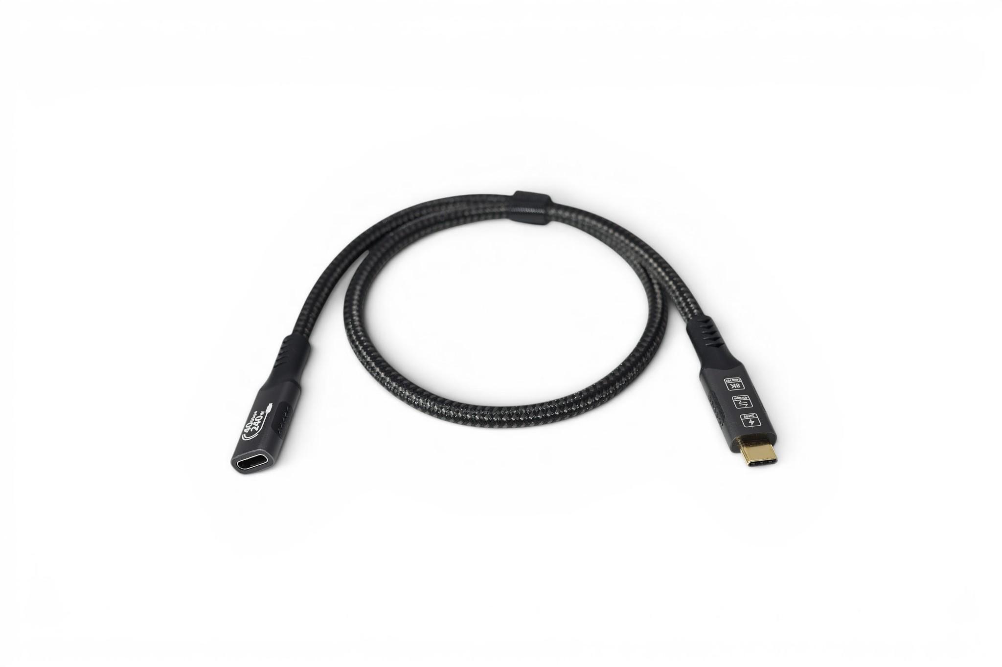 1.7ft USB-C Extension Cable 40Gbps USB4 Thunderbolt 3 40W Fast Charging - Black