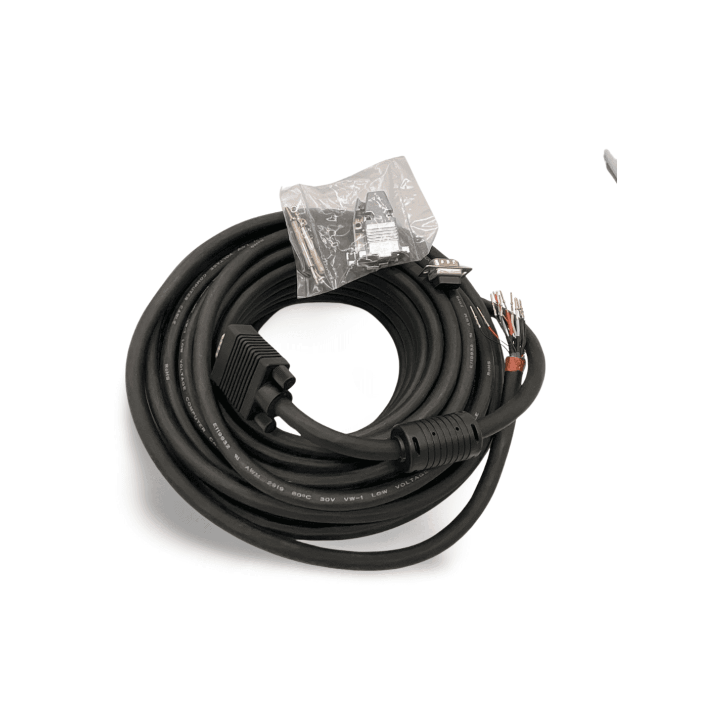 100ft UXGA SVGA Monitor Cable HD15 Male to Male with Conduit Feed black