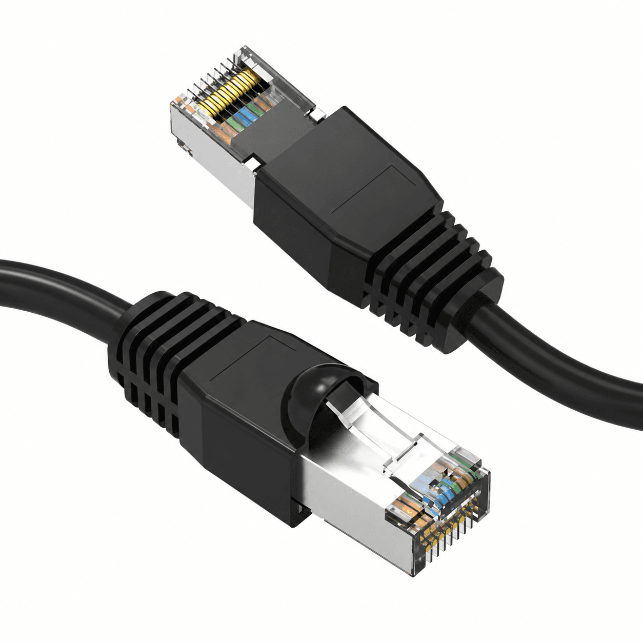 10ft Cat6A Shielded (S/FTP) Ethernet Network Booted Cable - Black