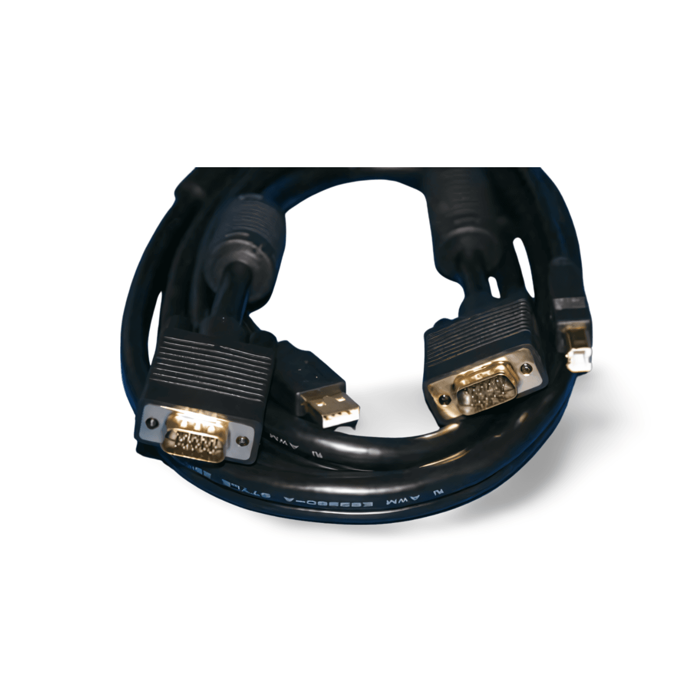 10ft HD15 Male to Male USB Type A to USB Type B KVM Cable black