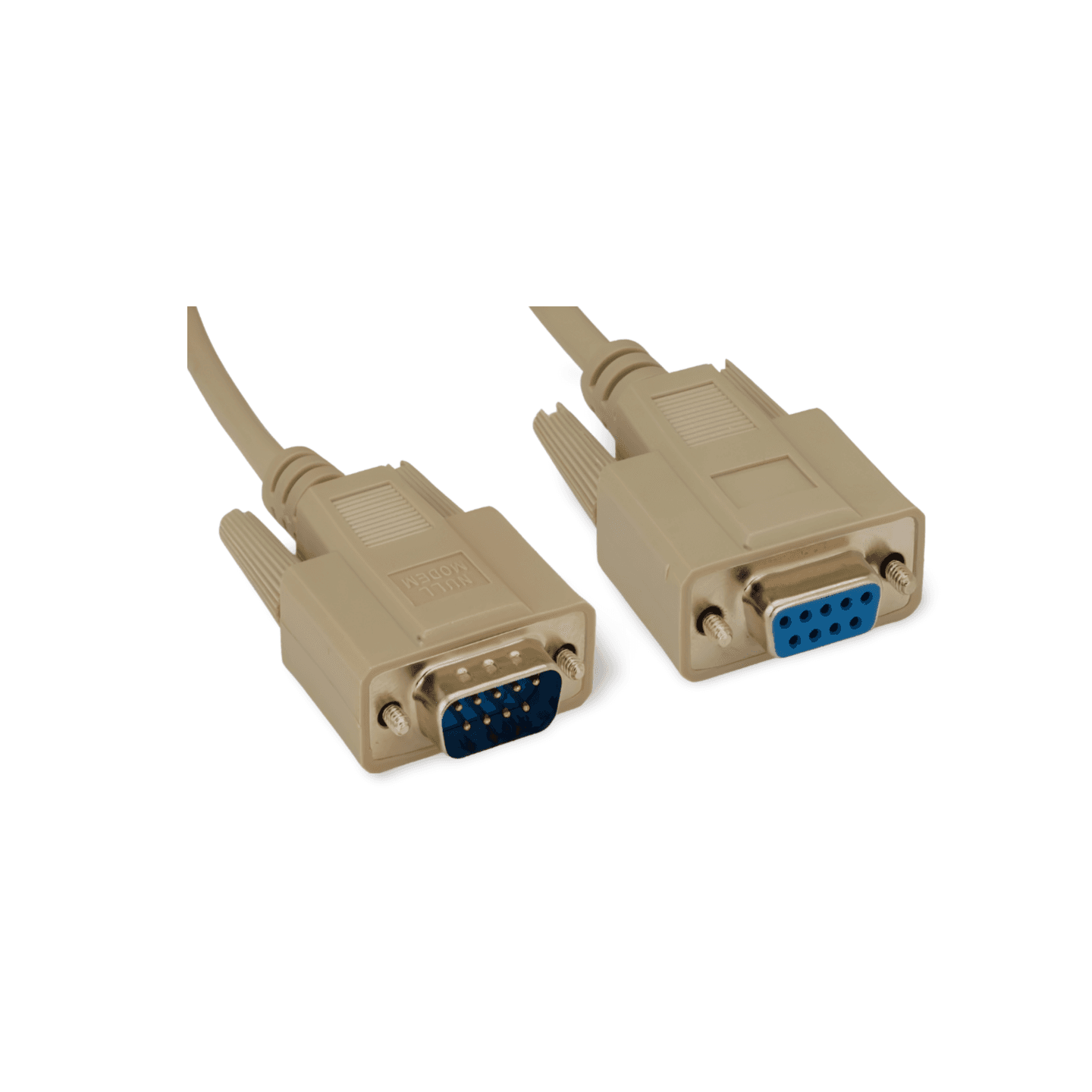 10ft Serial Null Modem Cable DB9 Female to DB9 Male beige