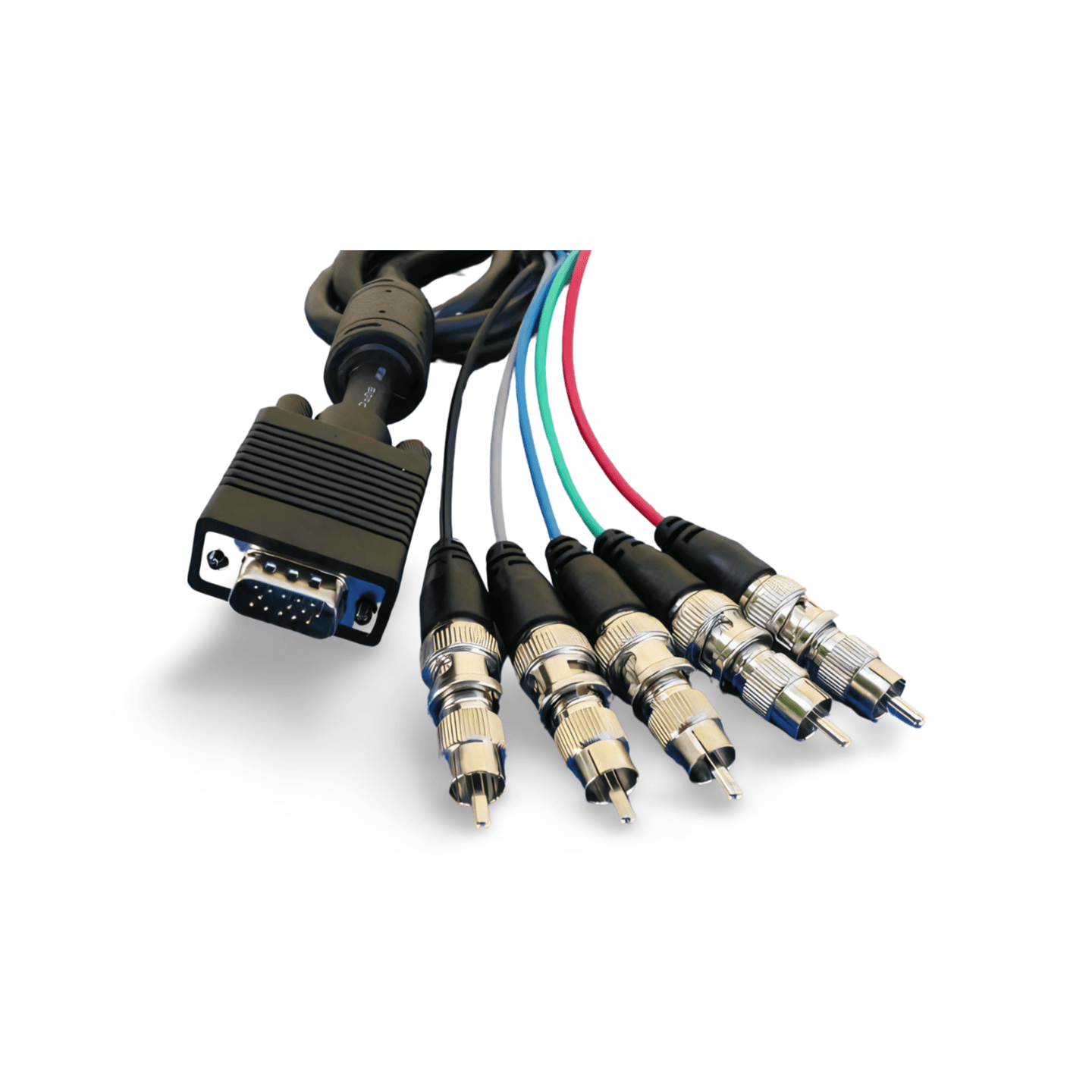 15ft HDTV 5 RCABNC Triple Shielded RGBHV Breakout Cable black