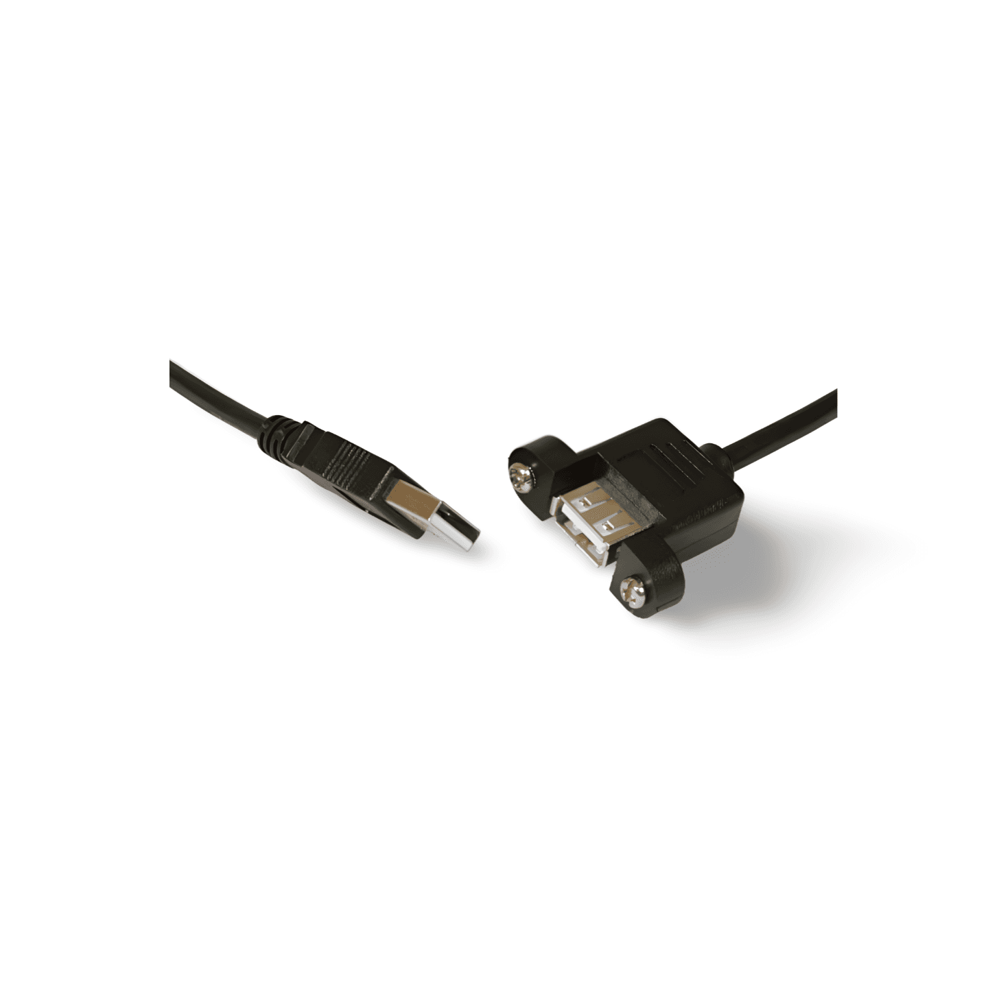 15ft USB 2.0 A Panel Mount Single Port Bulkhead Cable Male to Female black