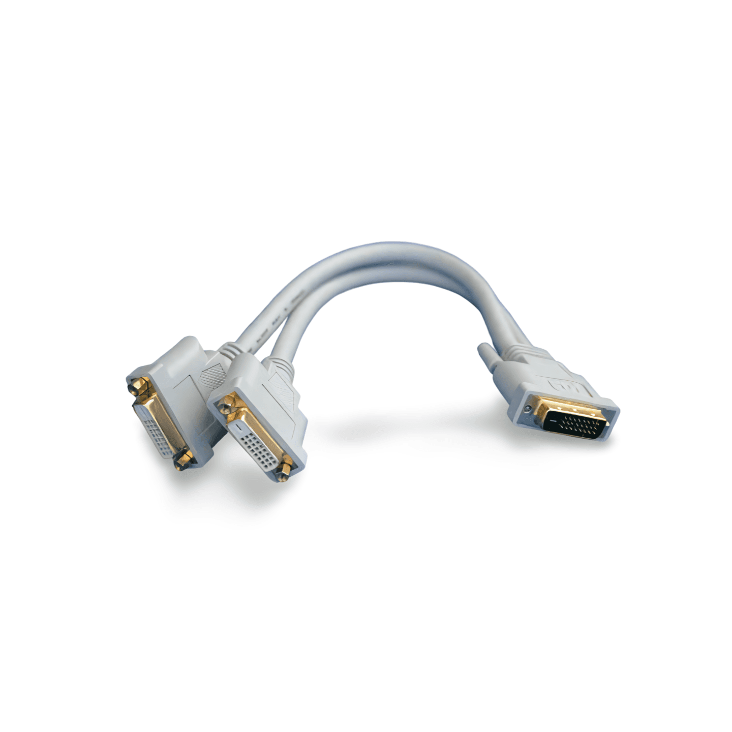 1ft DVI Splitter Cable DVI D Male to 2 Female beige