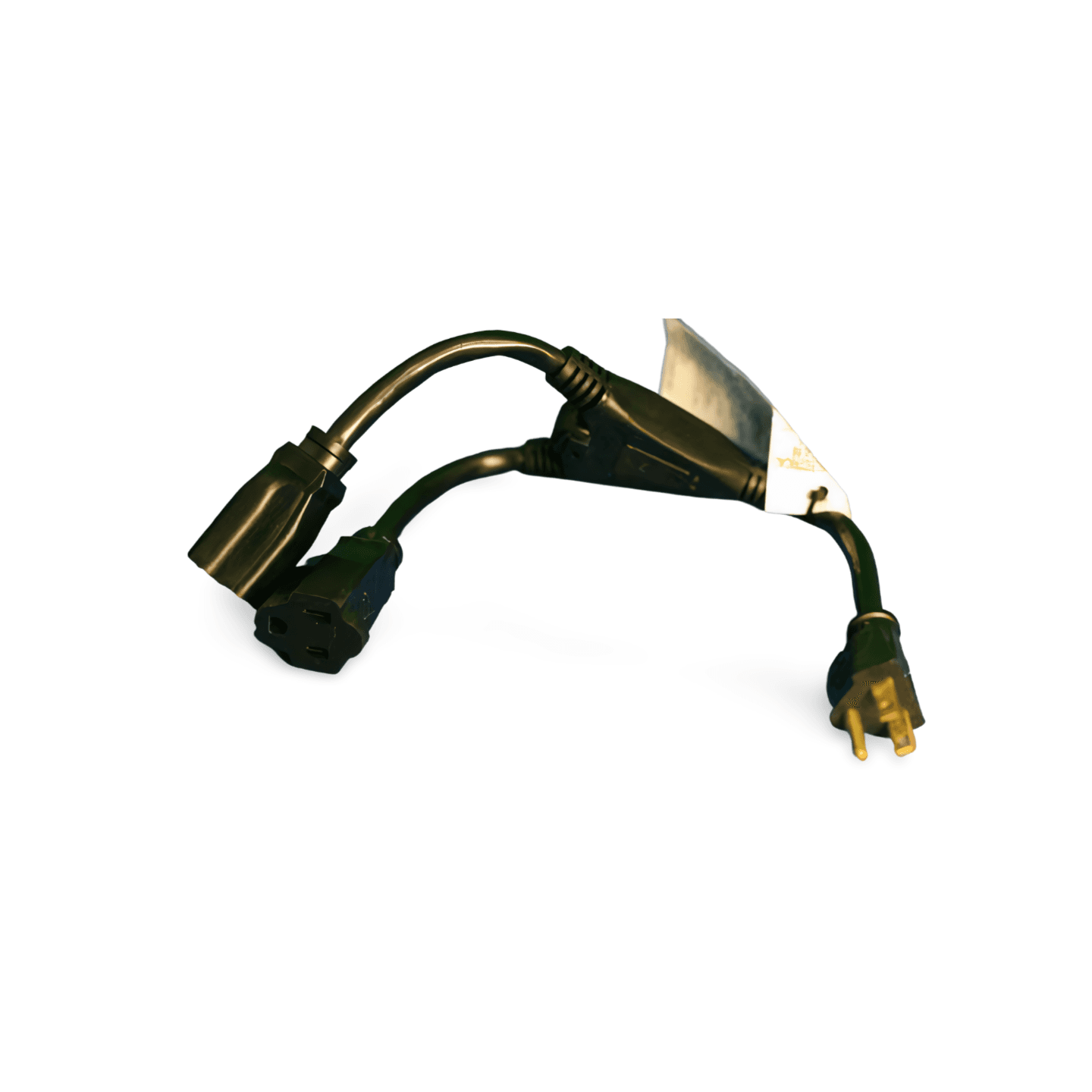 1ft Power Cord Splitter NEMA 5 15P To NEMA 5 15R X2 14 AWG black