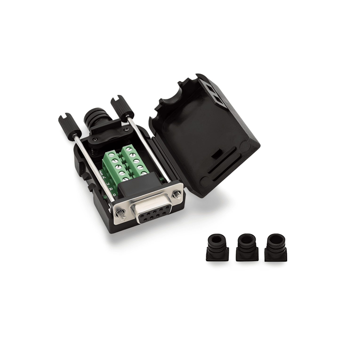 1in DB9 Female Prototype Connector Screw Down Adapter Terminal Board 9 Pin black