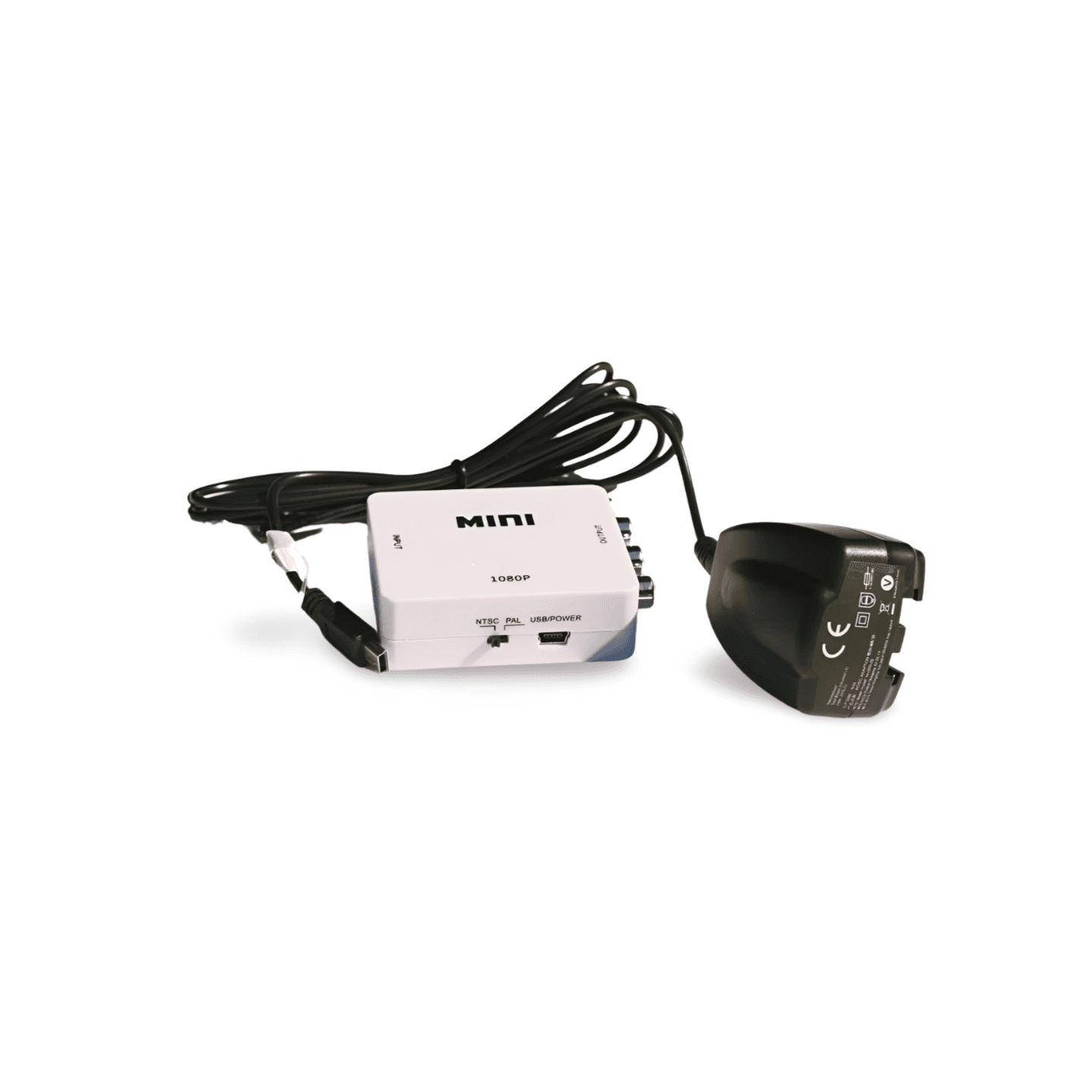 1in HDMI to Composite RCA Box Scaler 1080P with Power Supply white