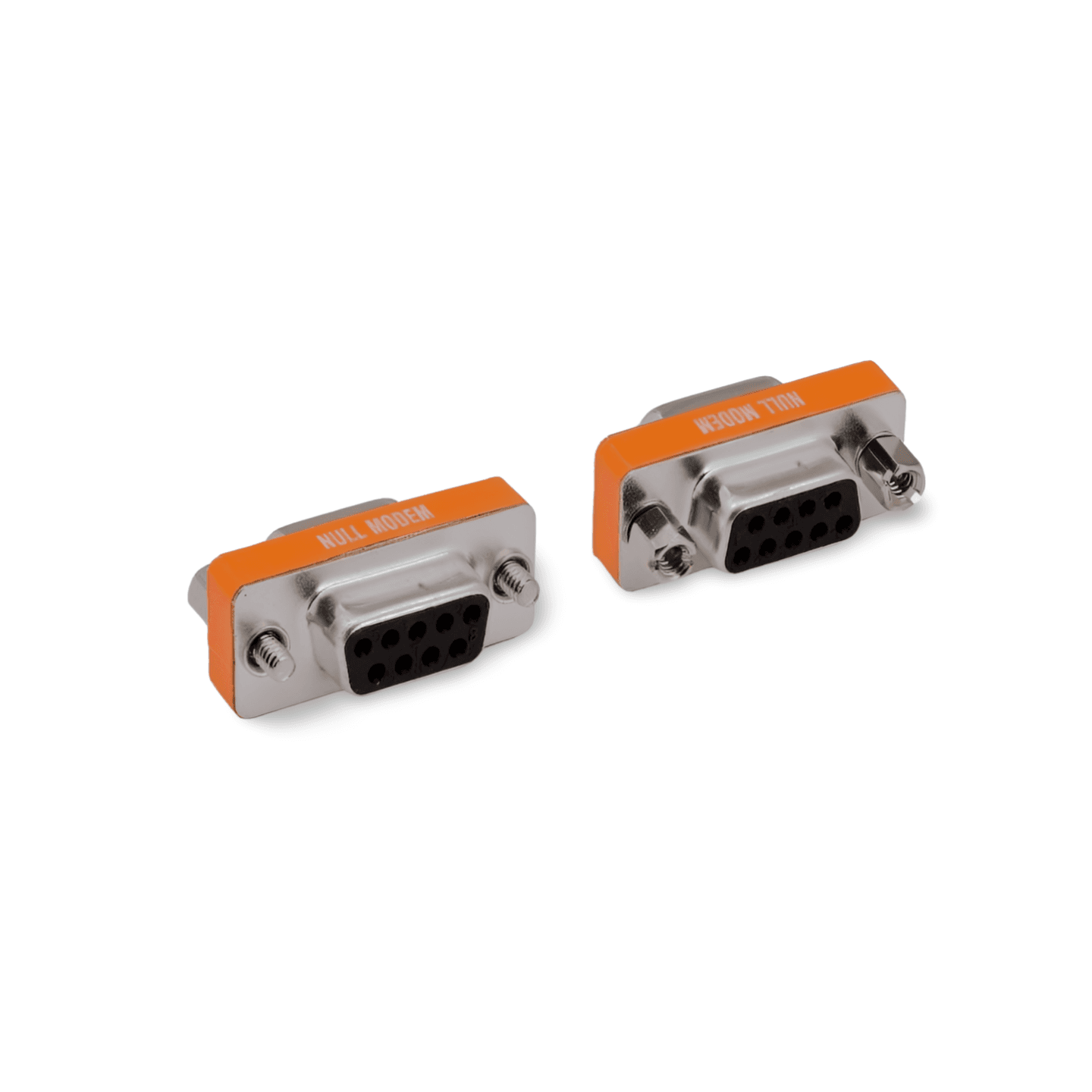 1in Null Modem Adapter DB9 Female to DB9 Female Slimline silver