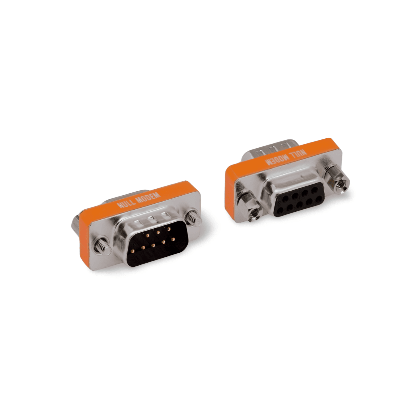 1in Null Modem Adapter DB9 Male to DB9 Female Slimline silver