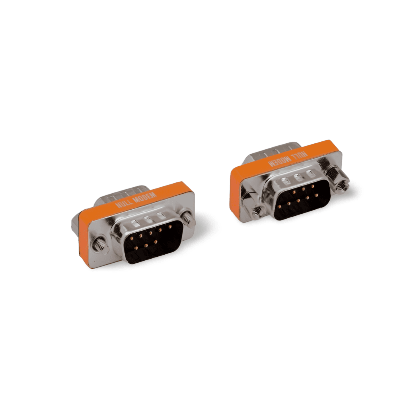 1in Null Modem Adapter DB9 Male to DB9 Male Slimline silver