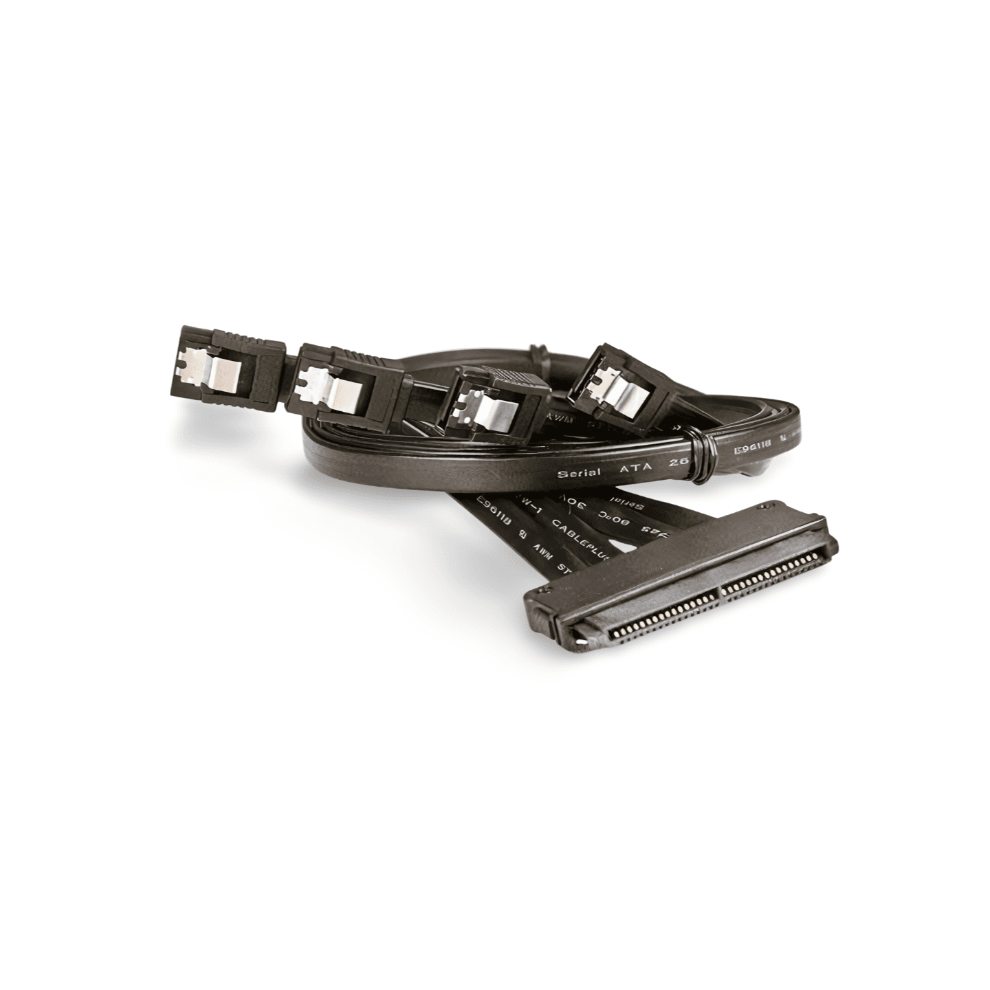 2 6ft 32 Pin SAS 4 X 7 Pin SATA Cable with Latch SFF 8484 Fan Out black