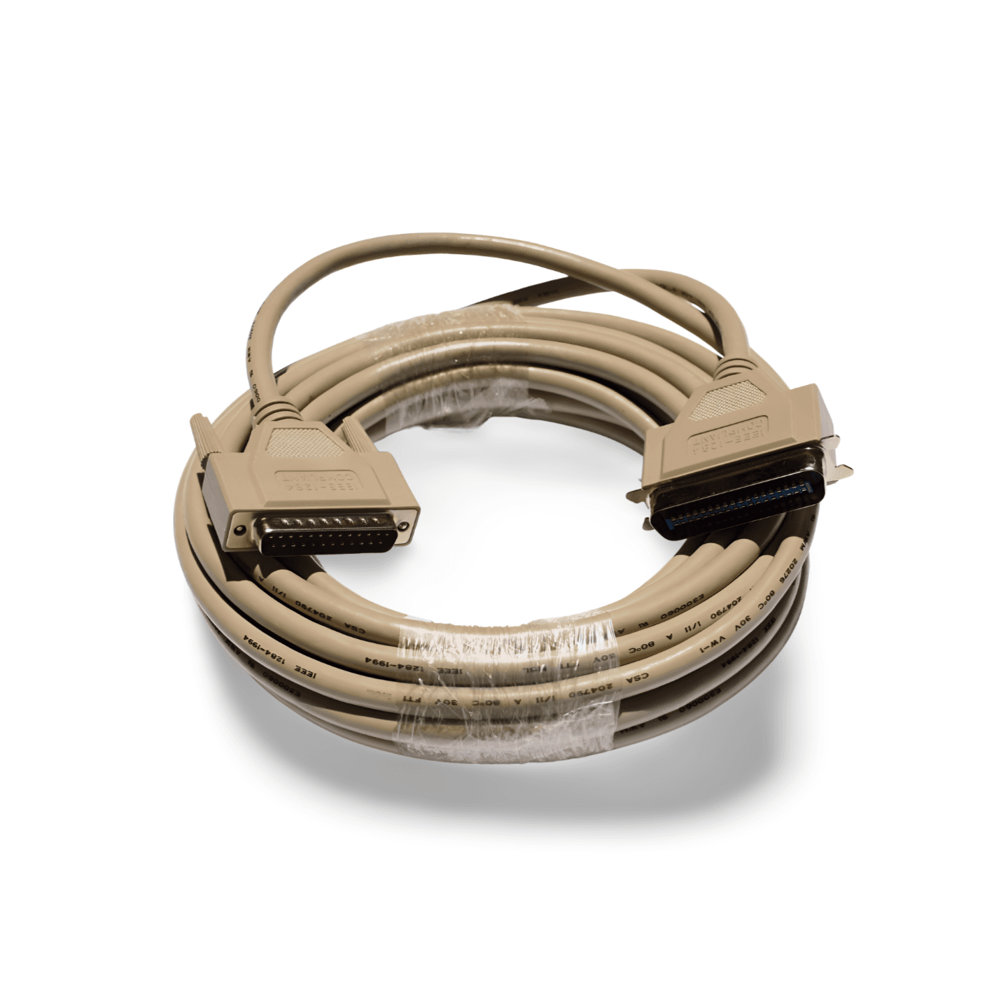25ft Parallel Printer Cable IEEE 1284 DB25 Male To CN36 Male beige