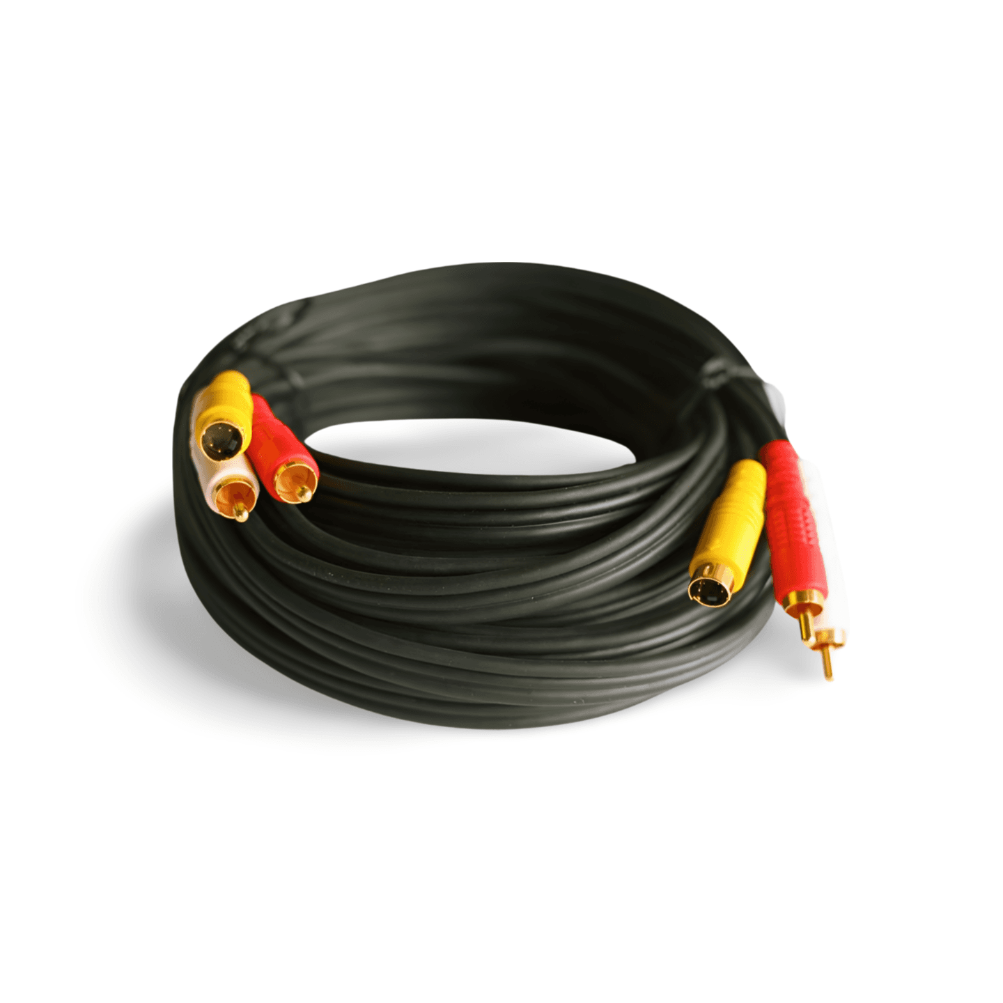 25ft S Video Cable 4 Pin Mini DIN Male to Male Dual RCA Audio black