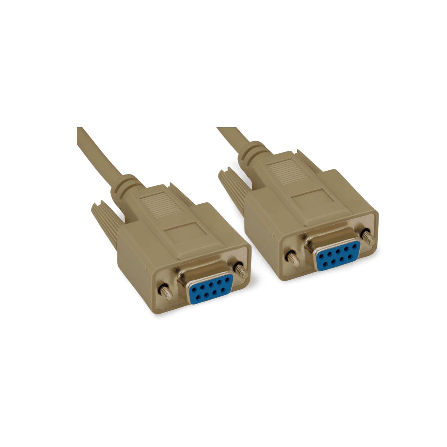 25ft Serial Null Modem Cable DB9 Female DB9 Female beige