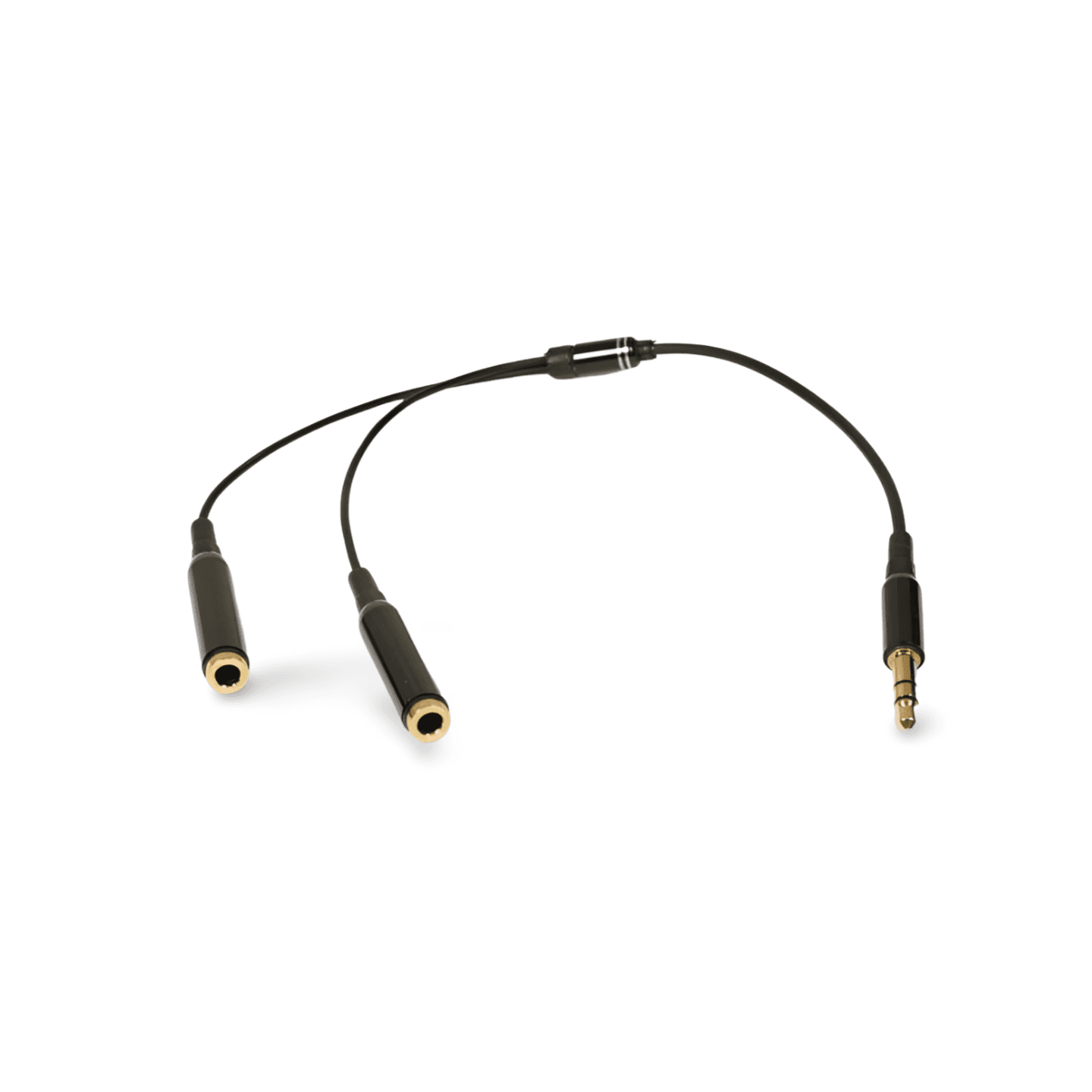 2in AUX Stereo Jack Y Splitter Male to Female to Female TRS black