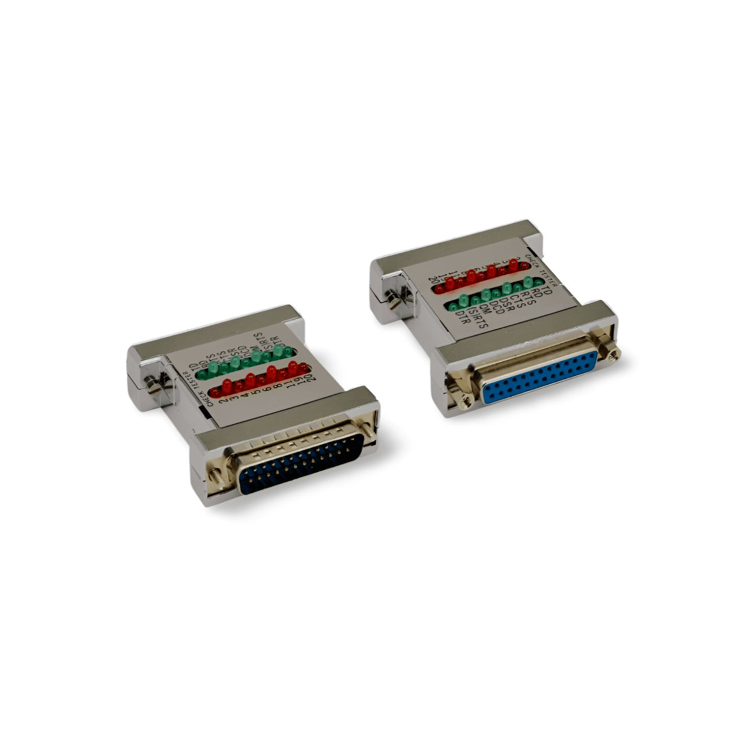 2in Serial Check Tester With LEDs DB25 Male to DB25 Female 31D3 42200 silver