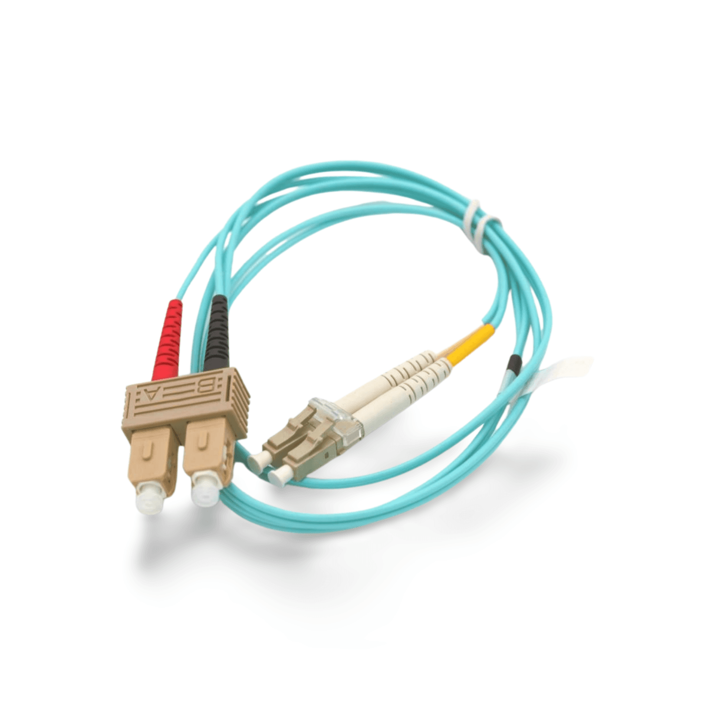3.3ft 10Gb OM4 Fiber Patch Cable LC to SC (50/125 Duplex) - Aqua