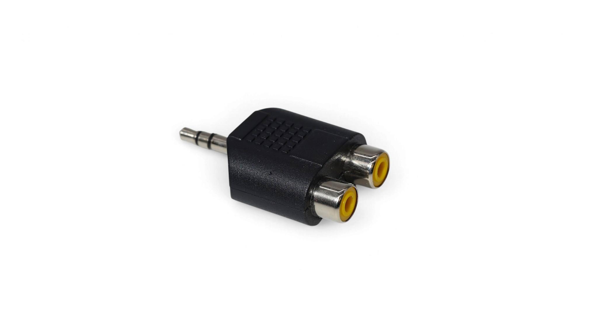 3.5mm Stereo Jack Male to 2 RCA Female Adapter - Black