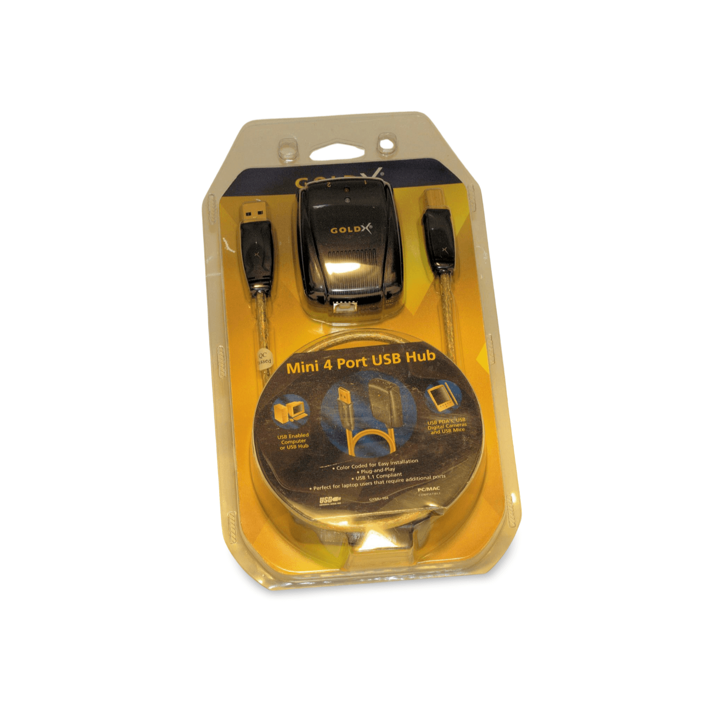 3ft USB 1.1 4 Port Powered Hub GoldX - Gold