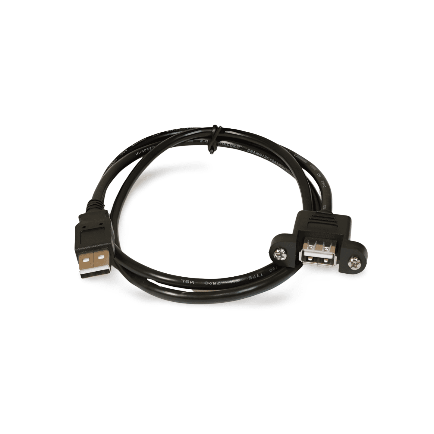 3ft USB 2.0 A Panel Mount Single Port Bulkhead Cable Male to Female black