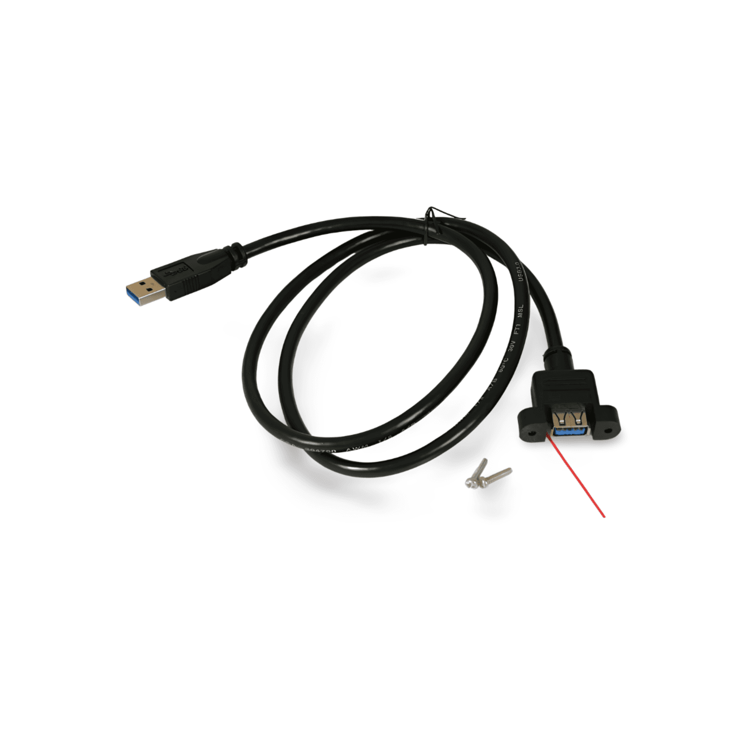 3ft USB 3.0 Panel Mount Cable Single Port Bulkhead Cable Male Female black