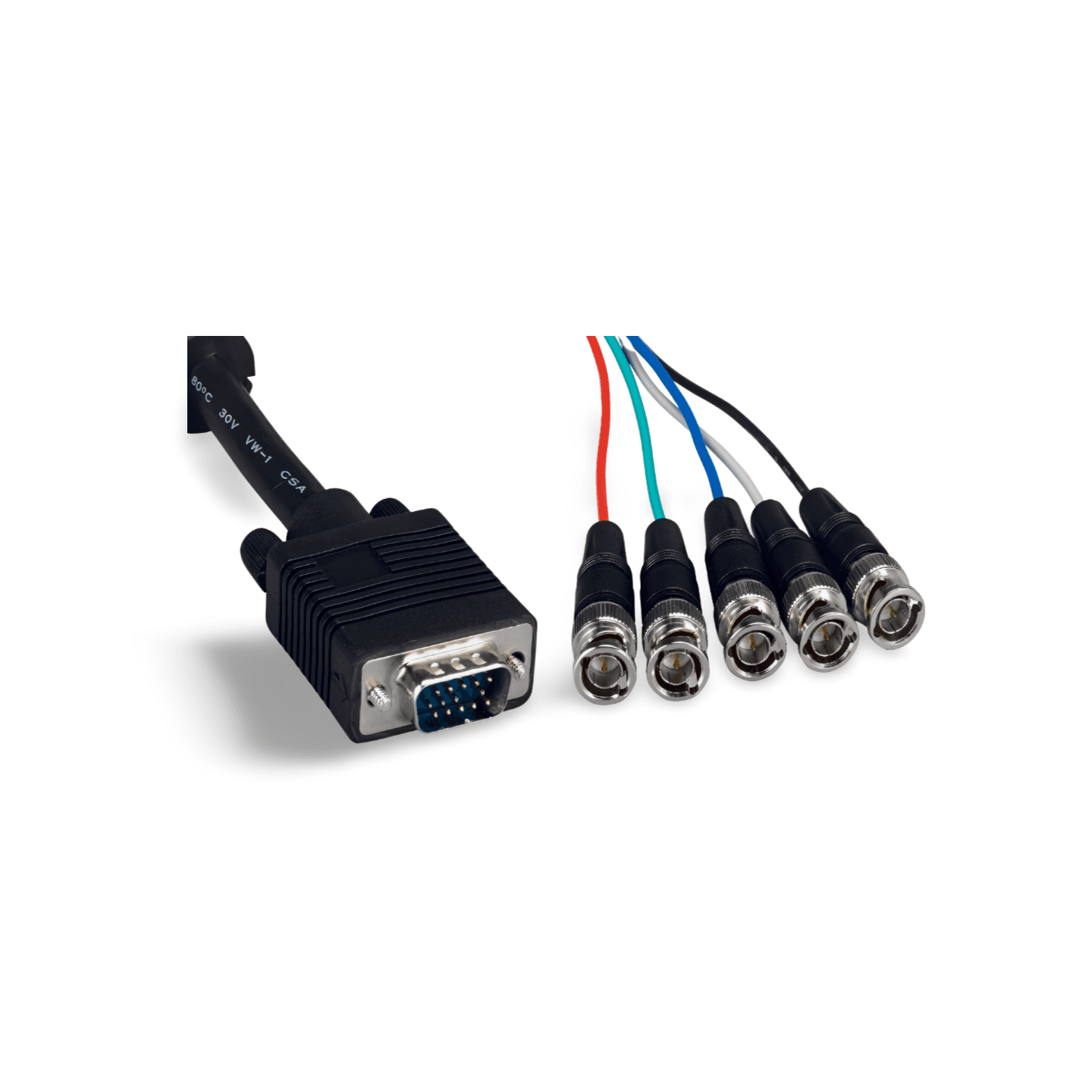 50ft 5 BNC Male to SUPER VGA HD15 Male Cable black