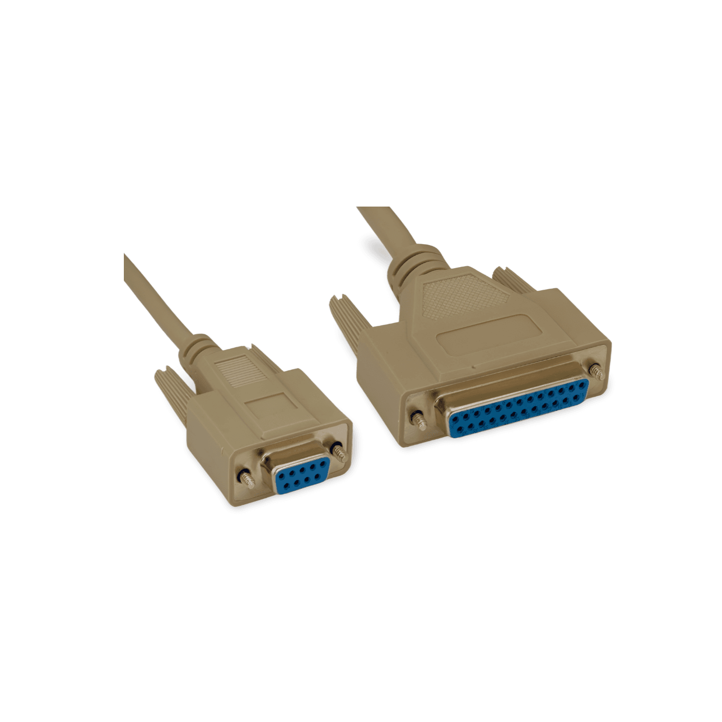 6ft Serial Null Modem Cable DB9 Female to DB25 Female beige