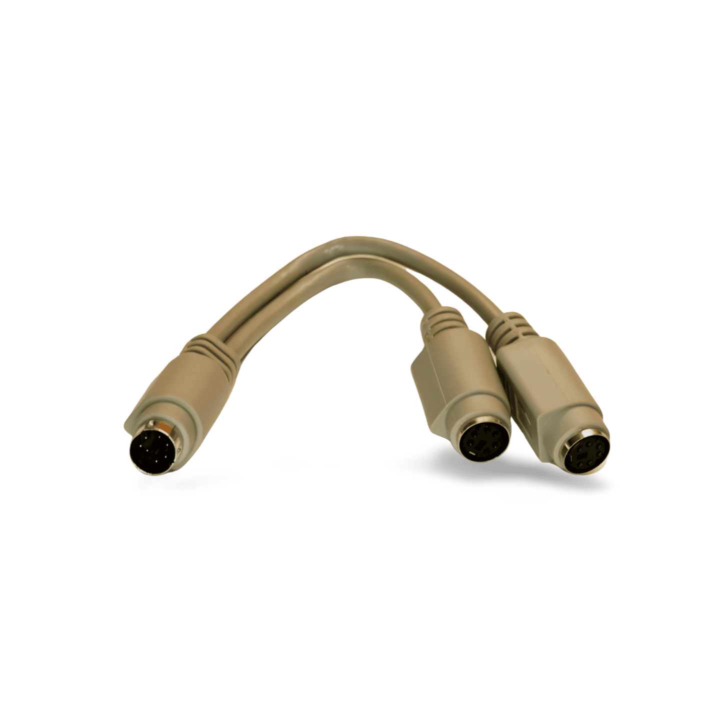 6in Mini DIN 6 Pin Y Splitter Cable Male to 2 Female for PS2 beige