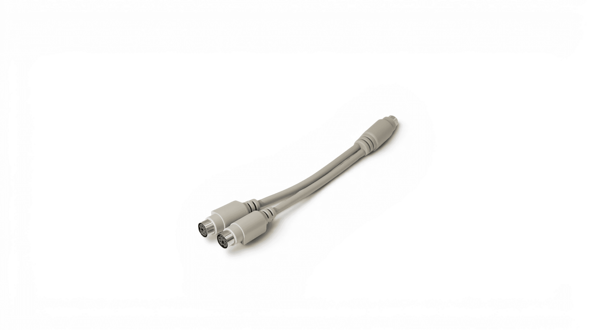 6in Mini DIN 6 Pin Y Splitter Cable Male to 2 Female for PS2 - Beige