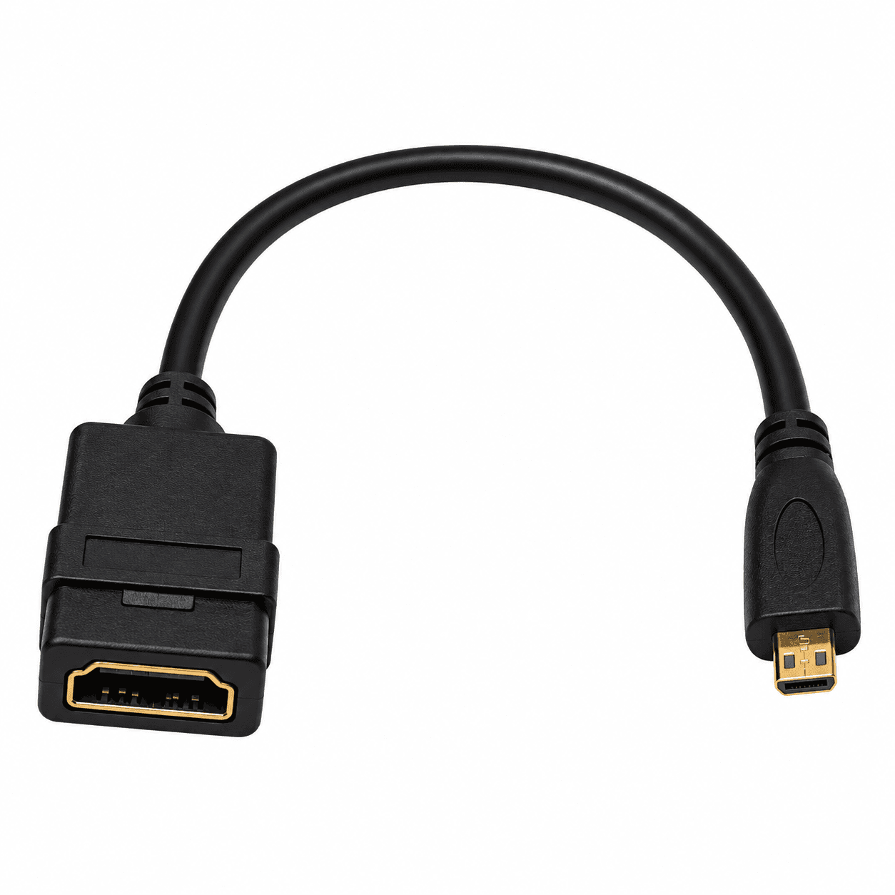8in Micro HDMI Type D Male to HDMI Type A Female Adapter Cable - Black